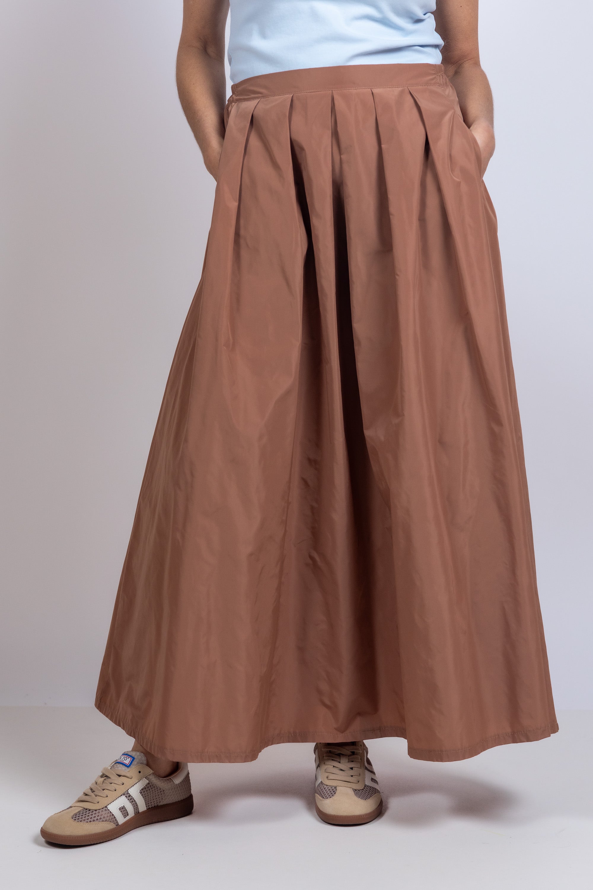 Maxi rok met plooien - Camel