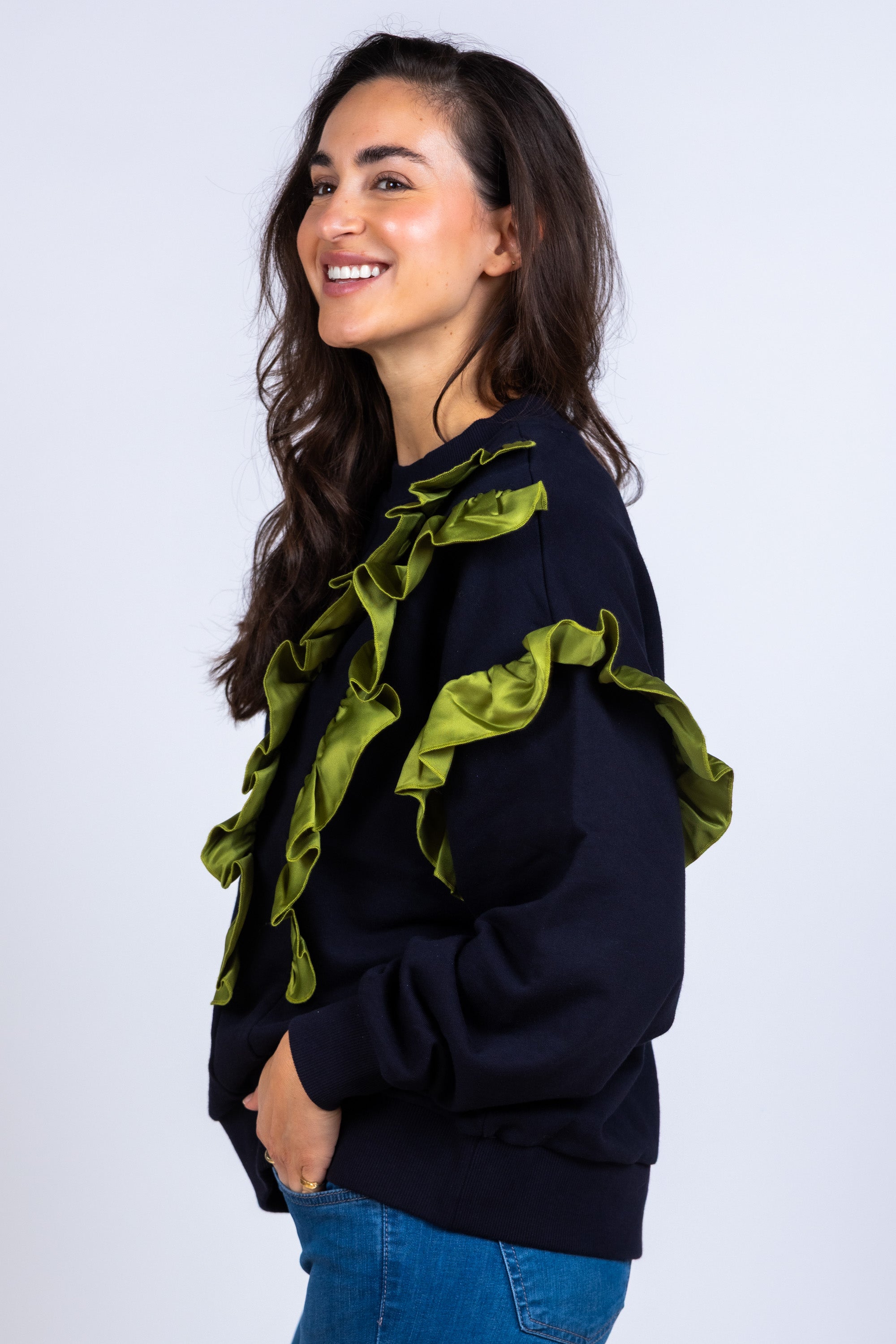 Sweater met ruches - Marine