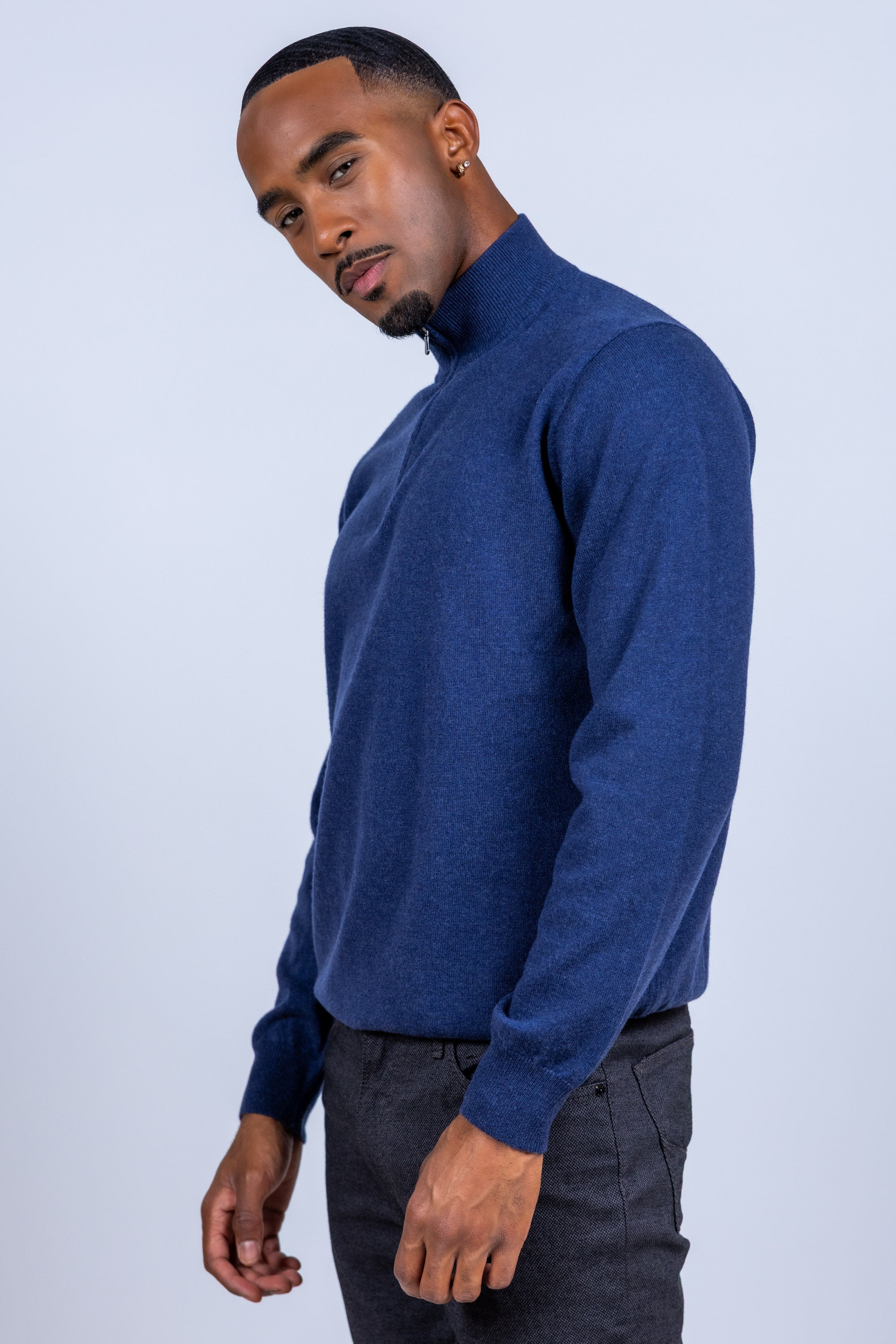 Trui met halve rits - Inkt