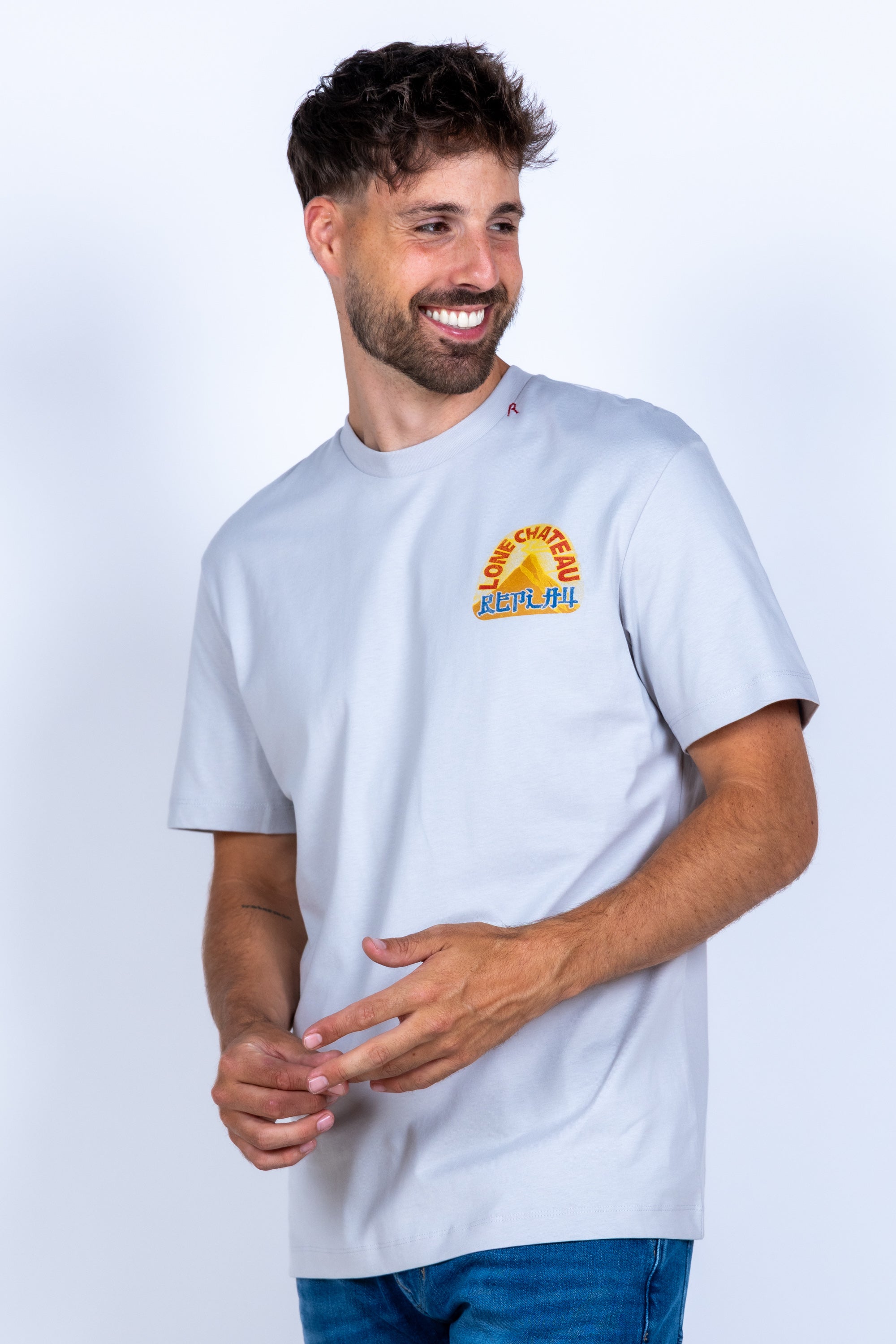 T-shirt met opdruk - Lichtgrijs