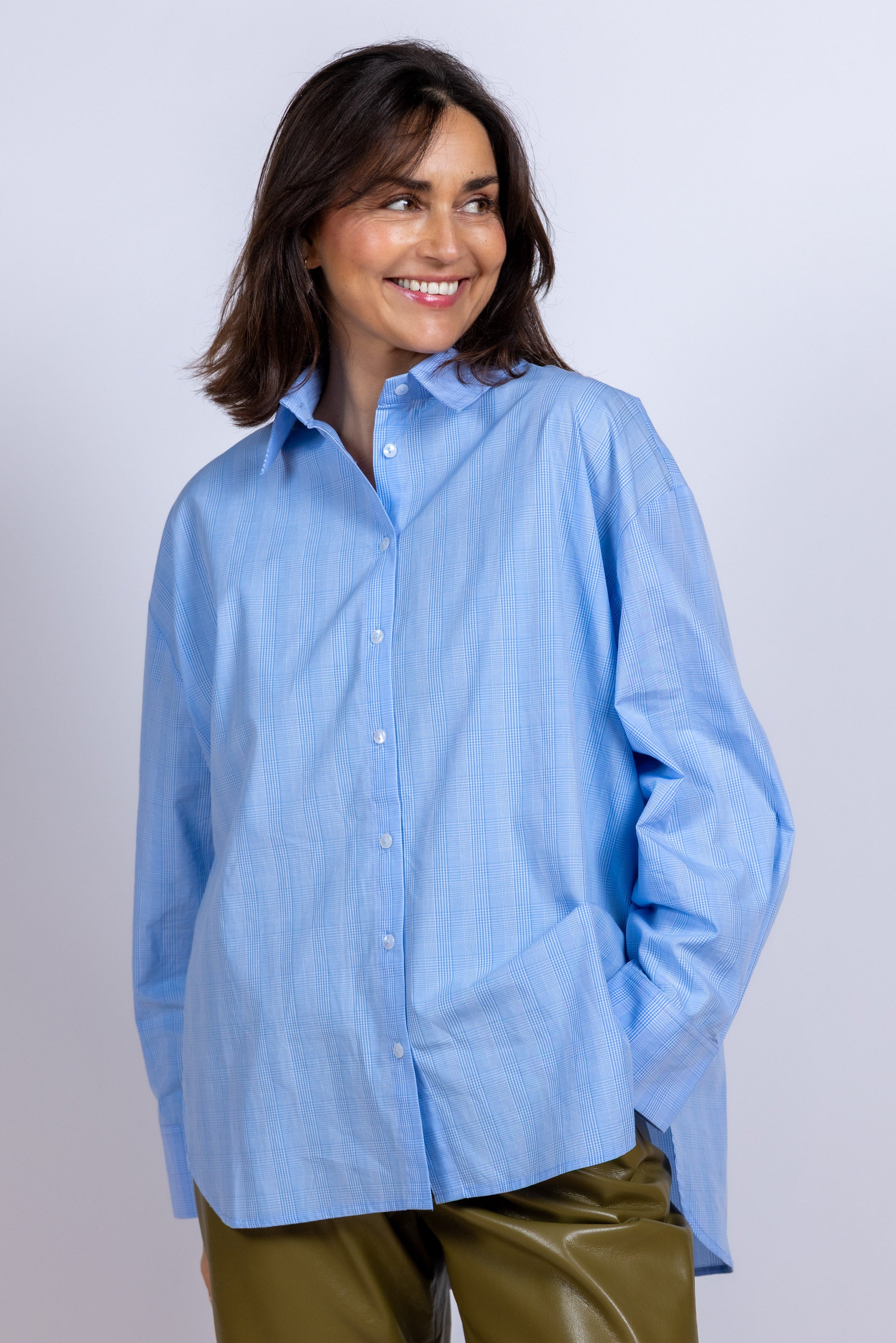 Blouse met knopen - Bleu