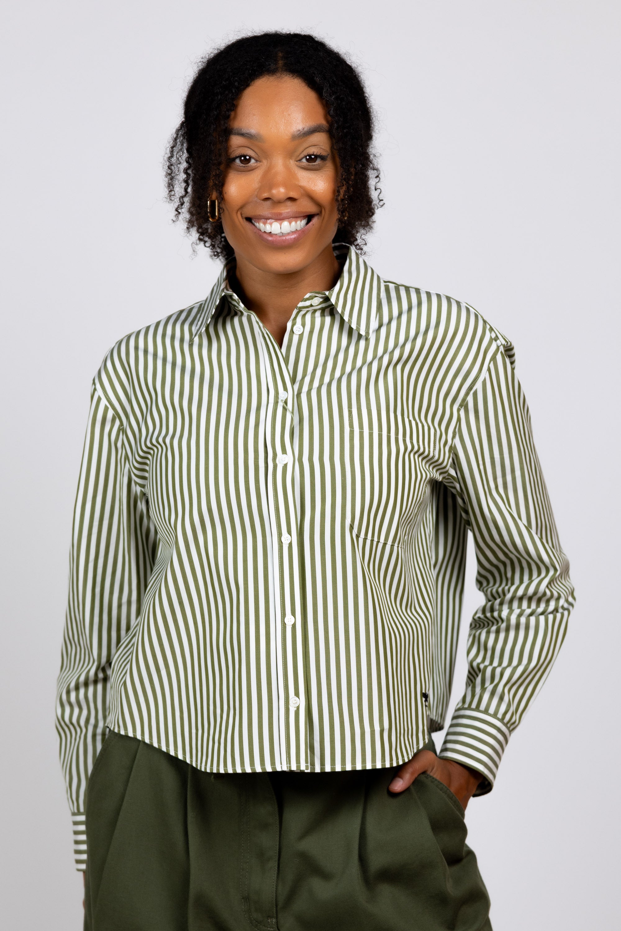 Gestreepte blouse - Appelgroen