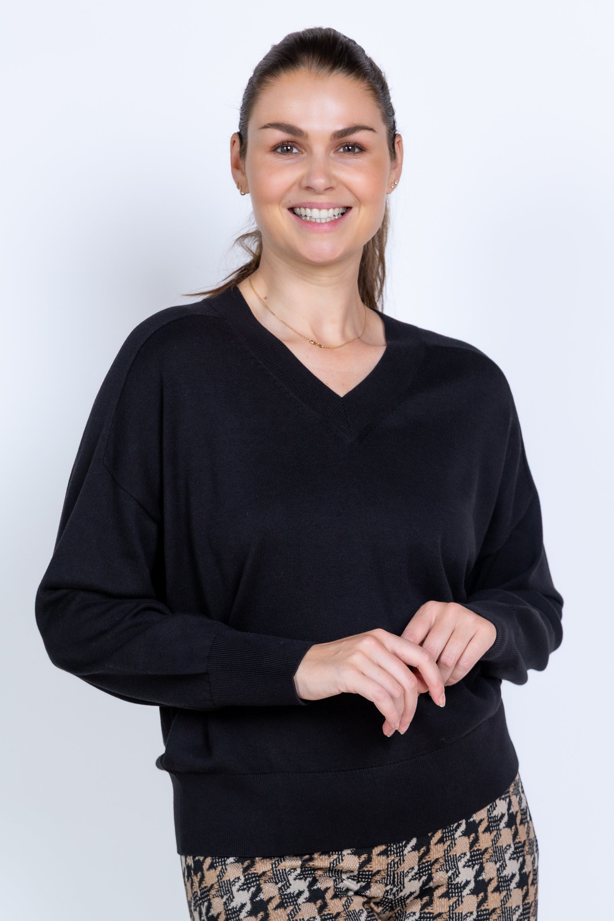 Trui met V-hals - Zwart