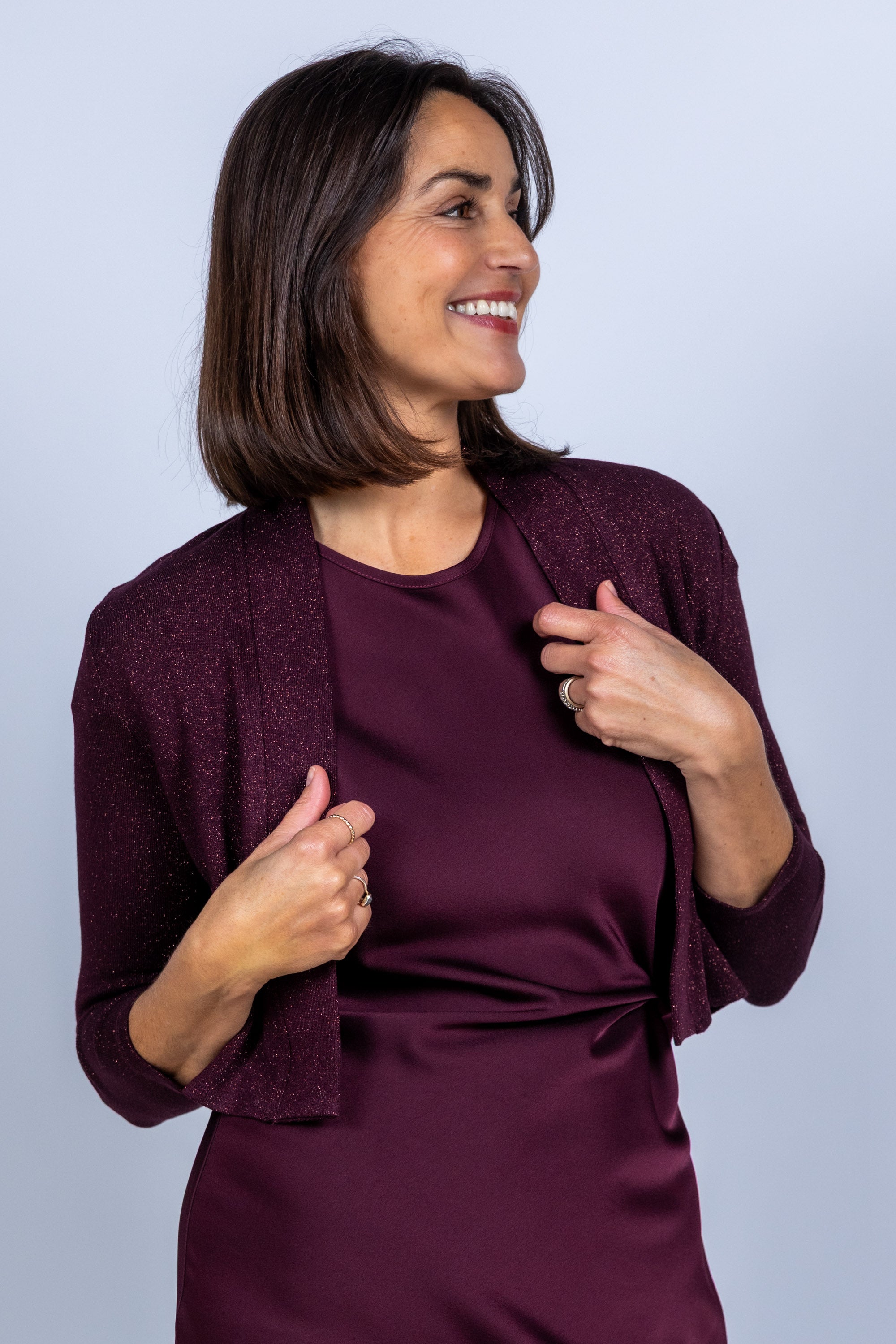 Vestje met glitters - Burgundy