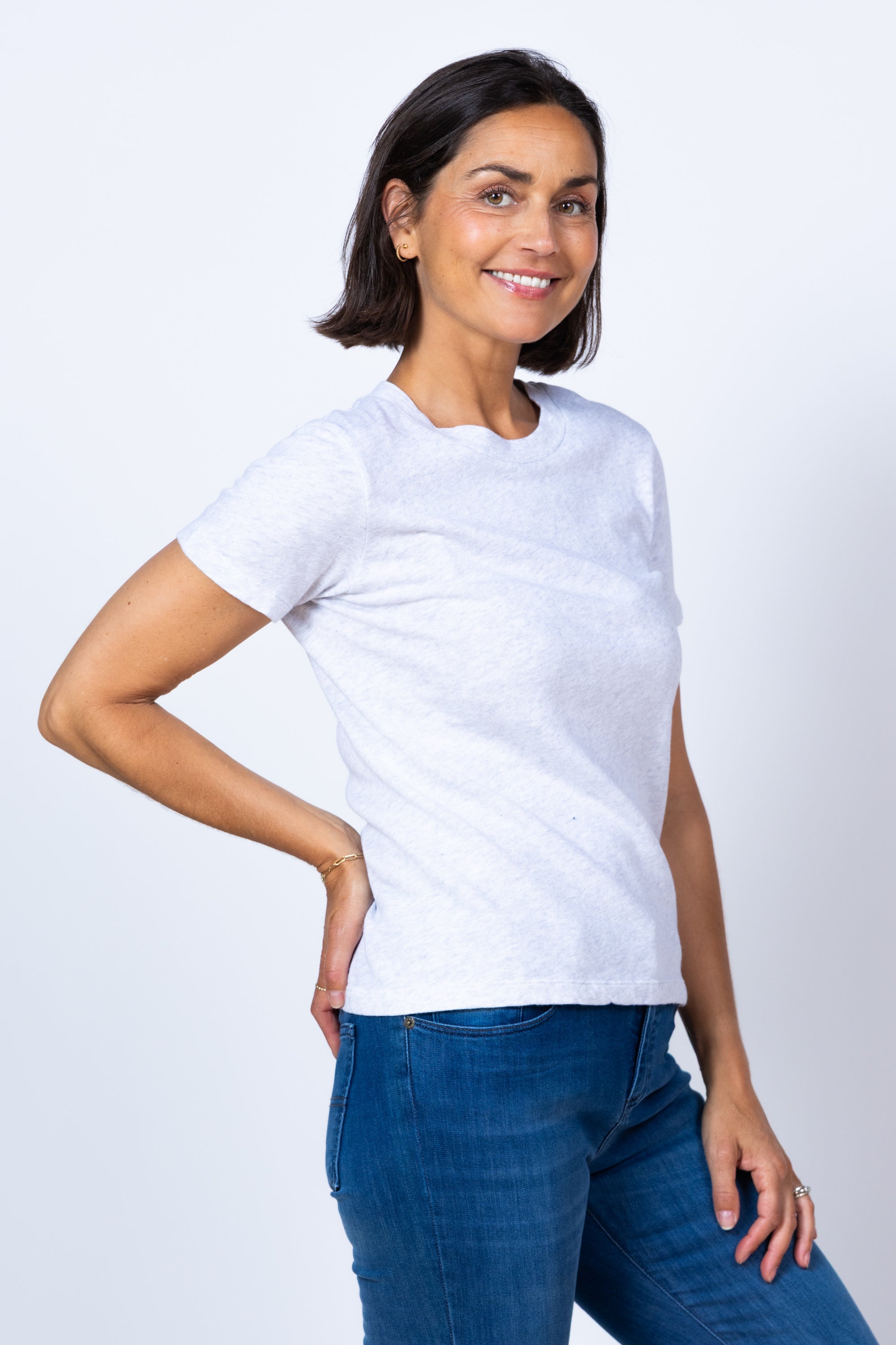 T-shirt met ronde hals - Lichtgrijs