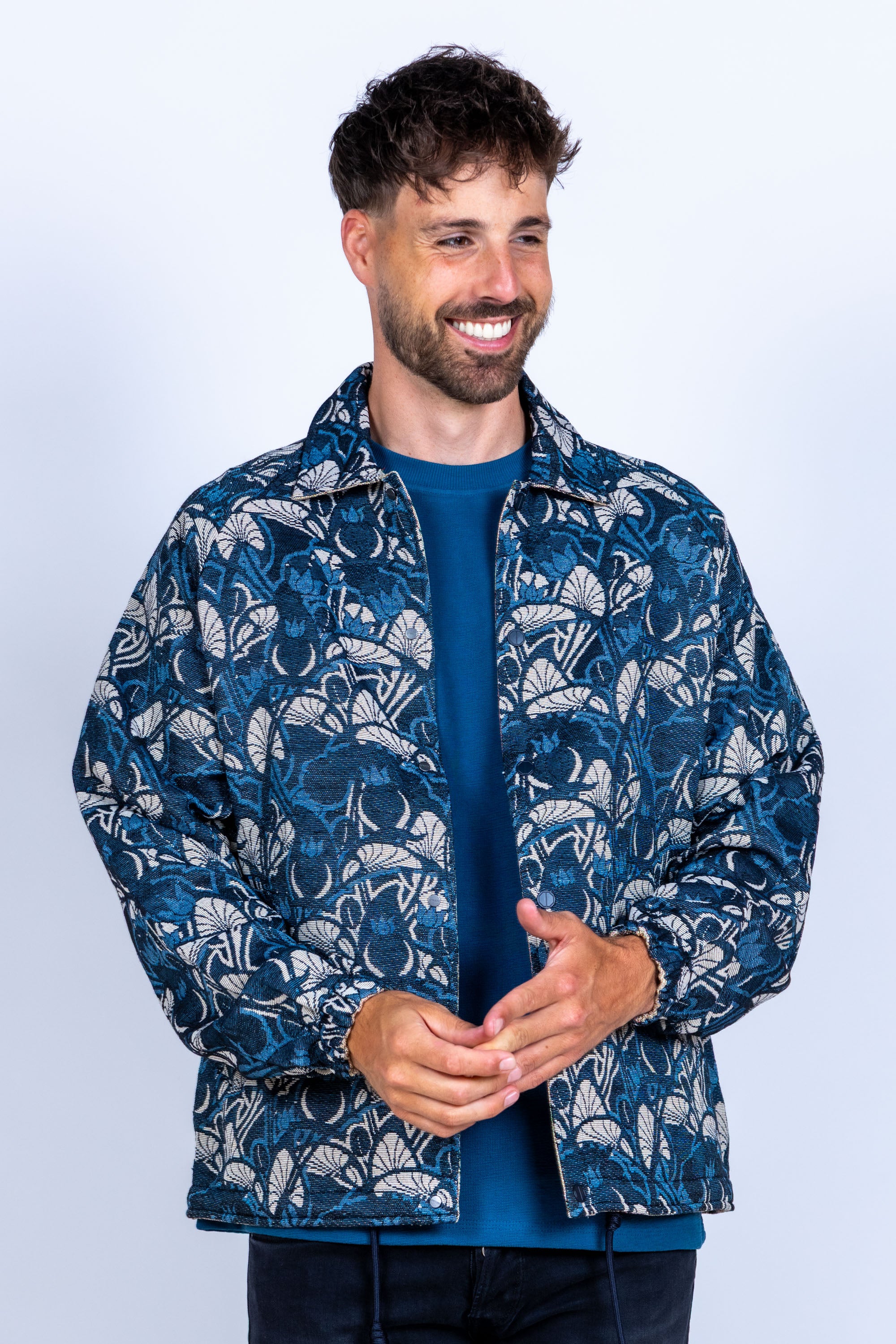 Jasje met bloemenprint - Marine