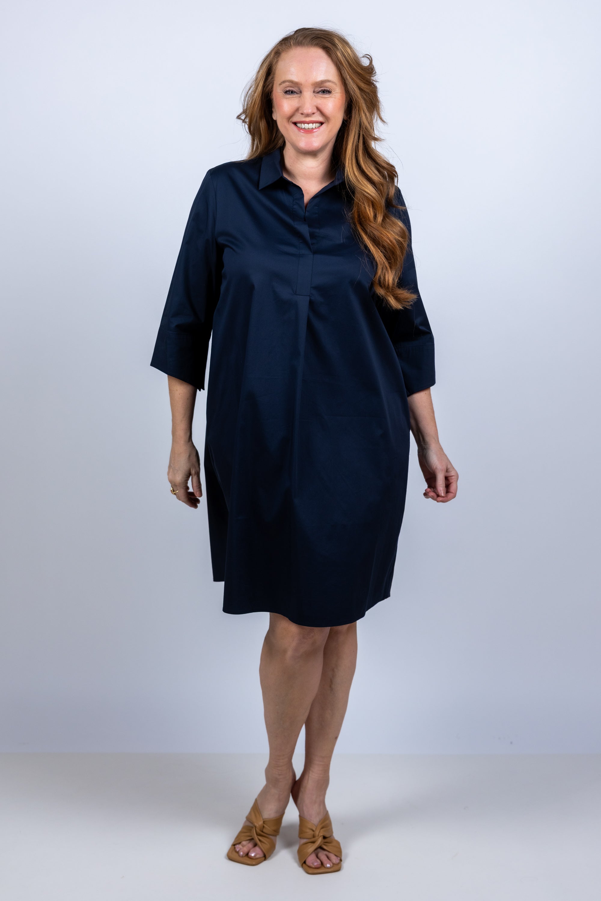 Jurk met kraag - Marine