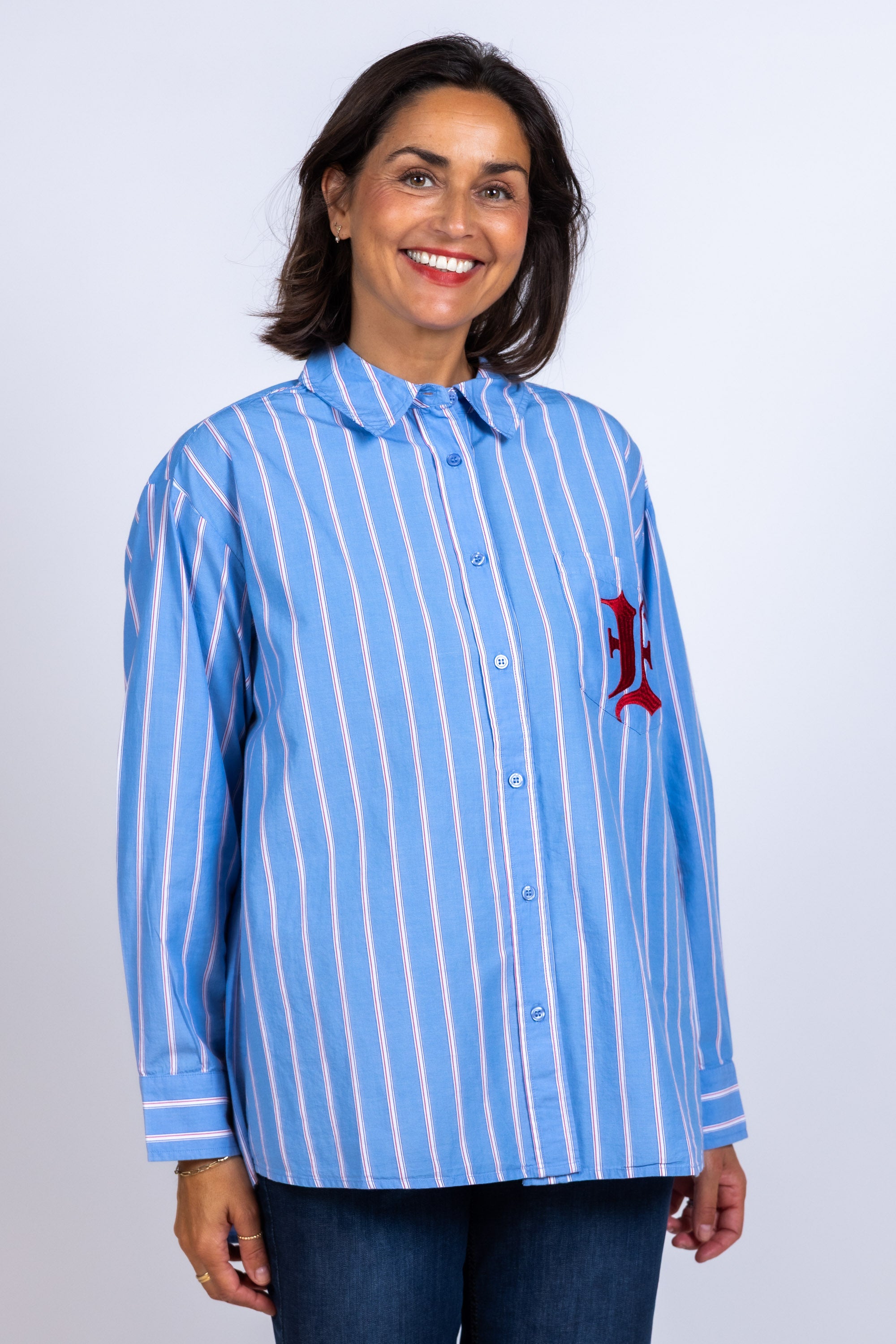 Blouse met strepen - Bleu