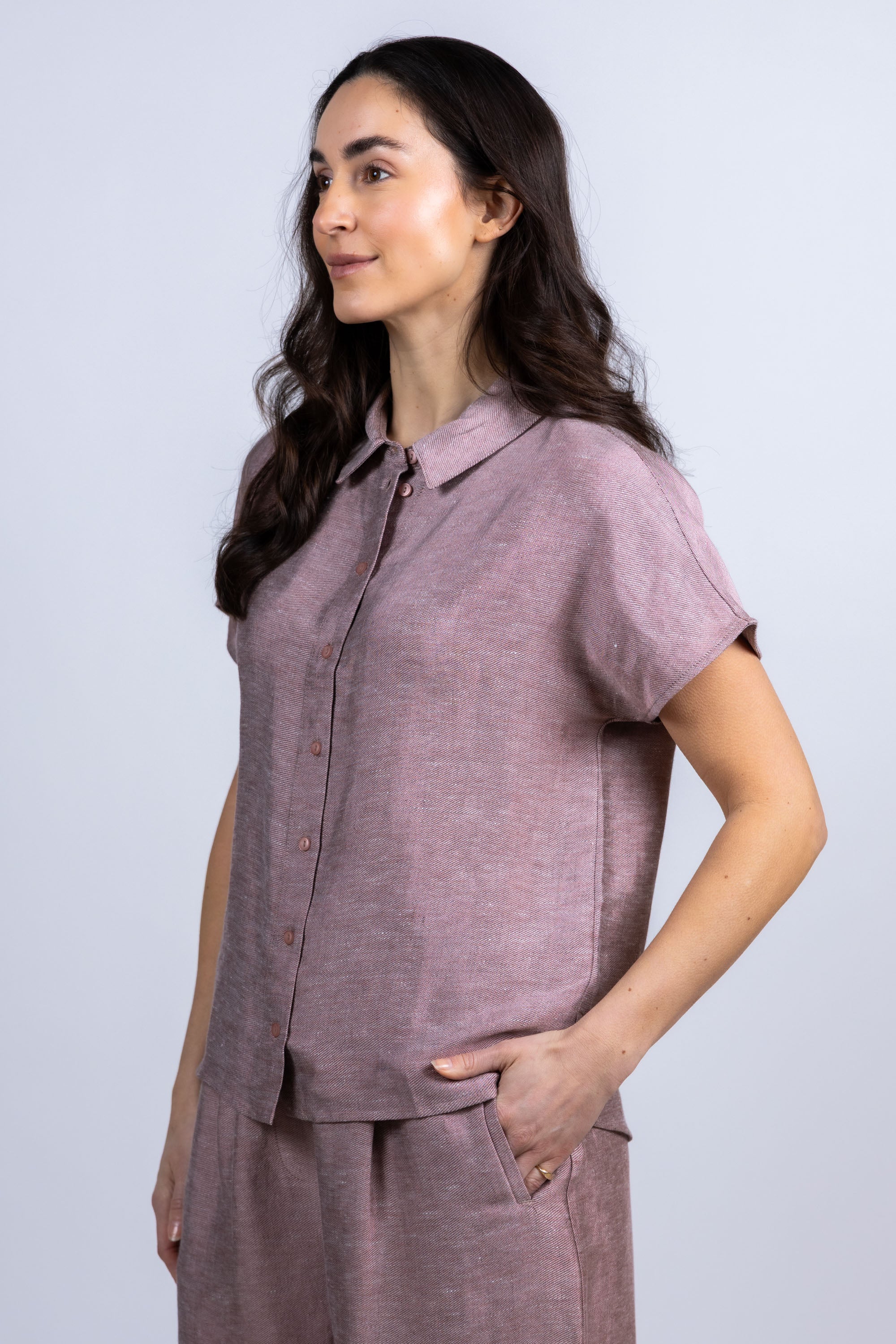 Blouse met knopen - Mauve/aubergine