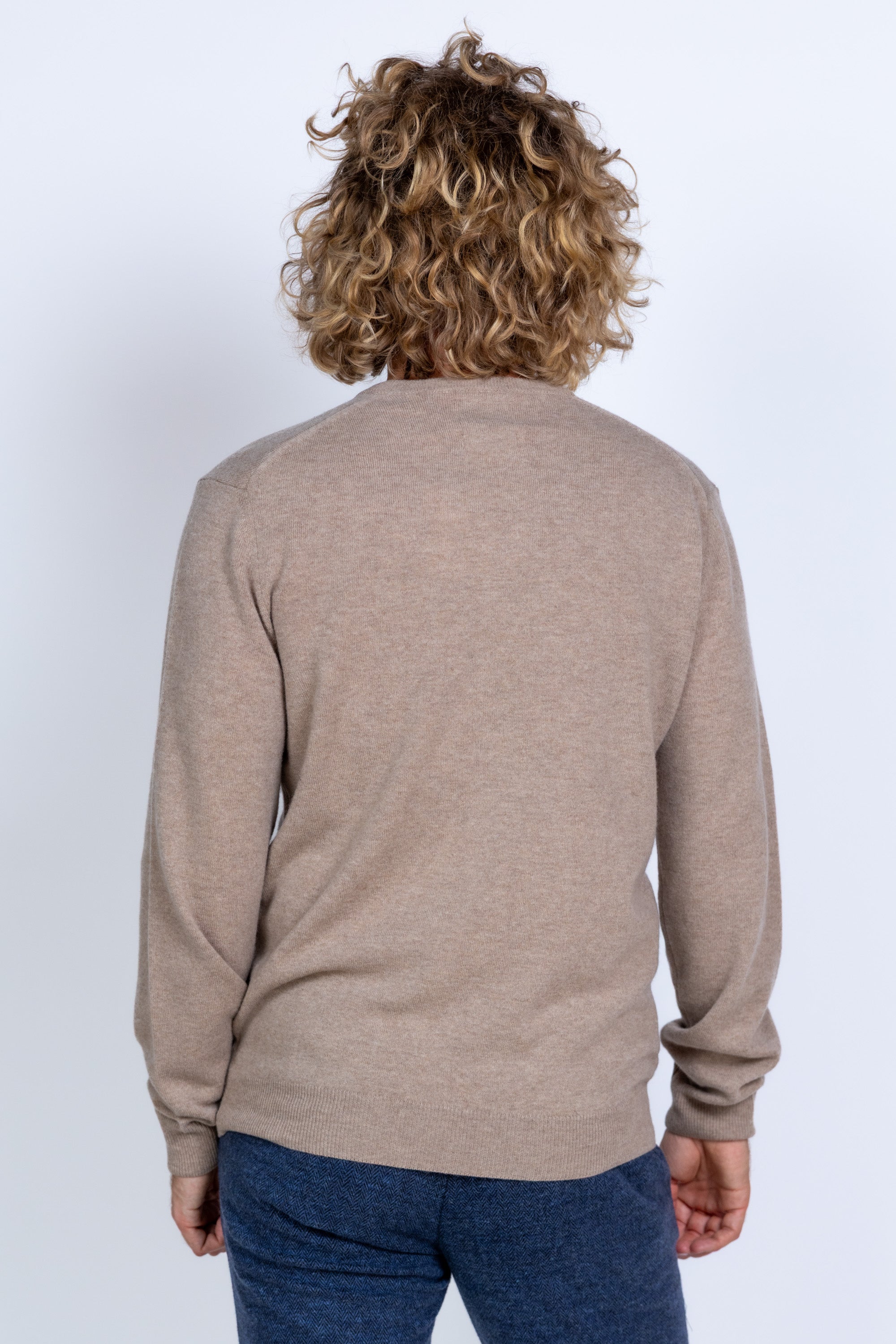 Trui met V-hals - Beige