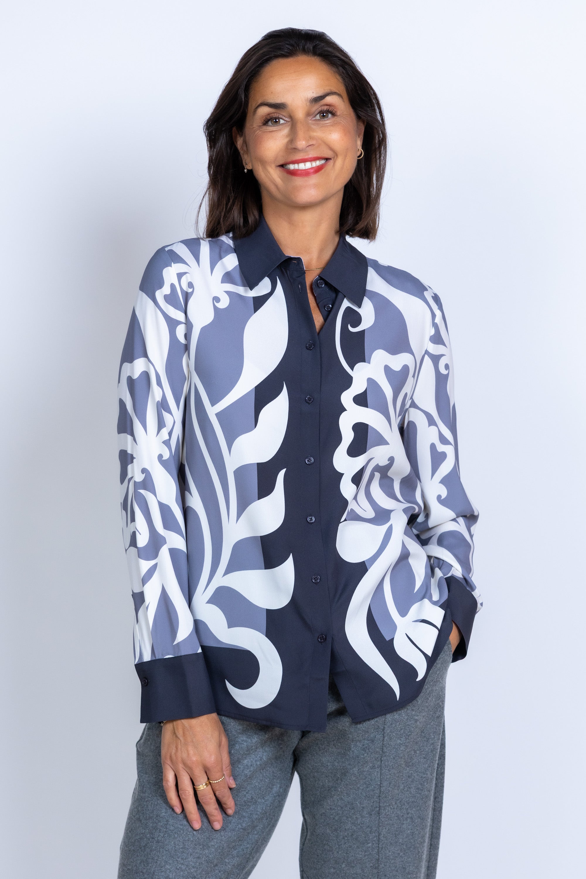 Blouse met dessin - Taupe