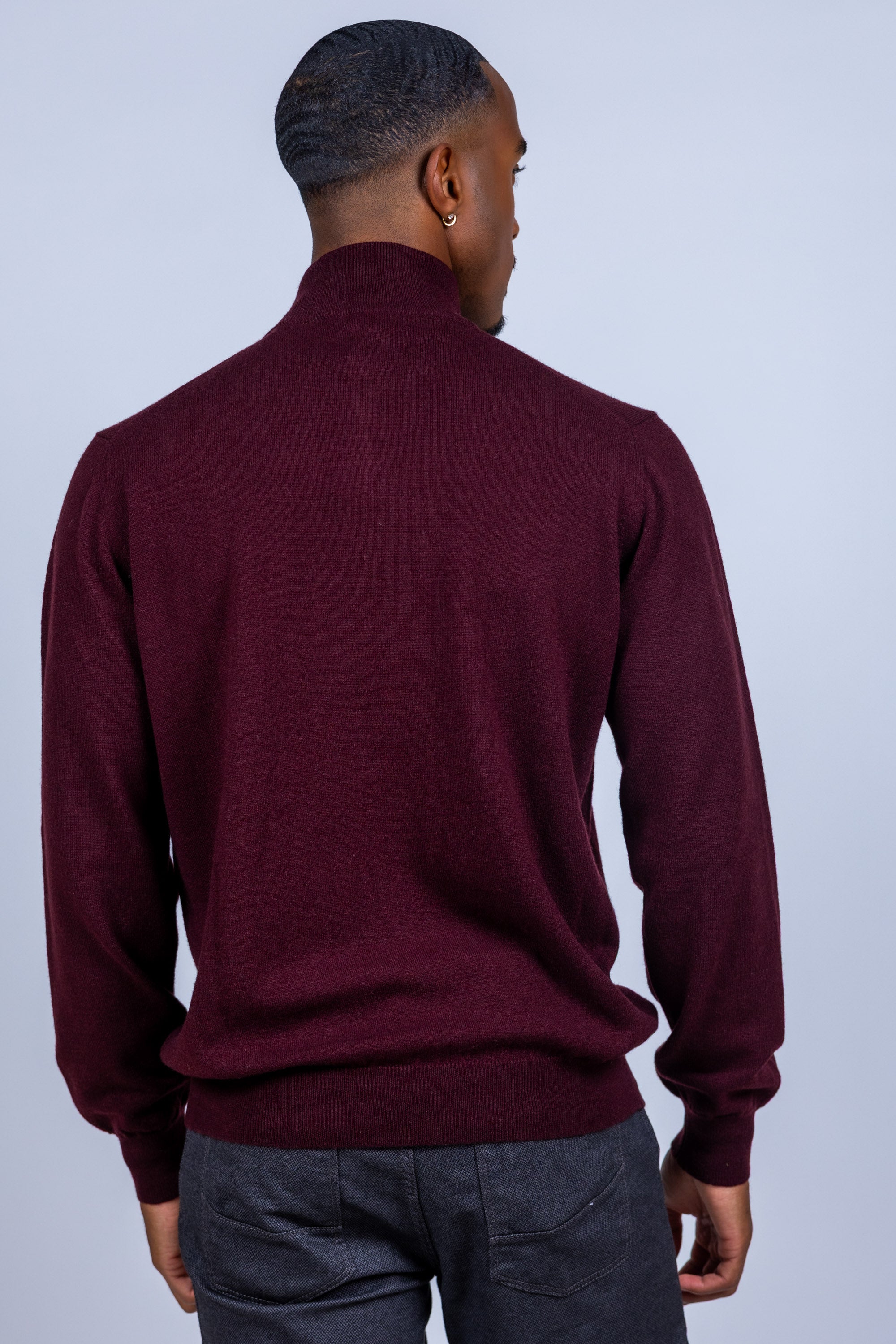 Trui met halve rits - Donkerrood