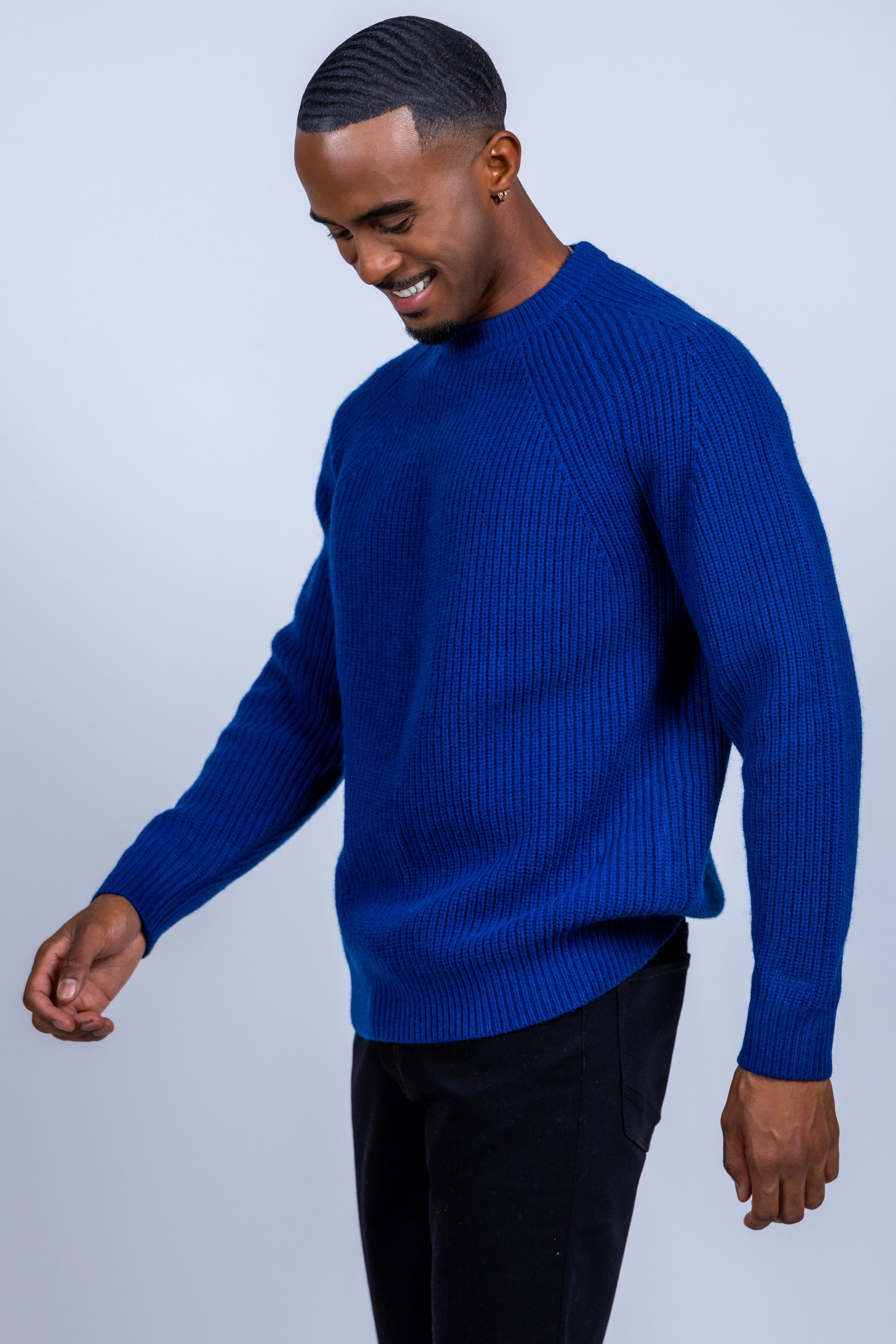 Trui met ribstructuur - Kobaltblauw