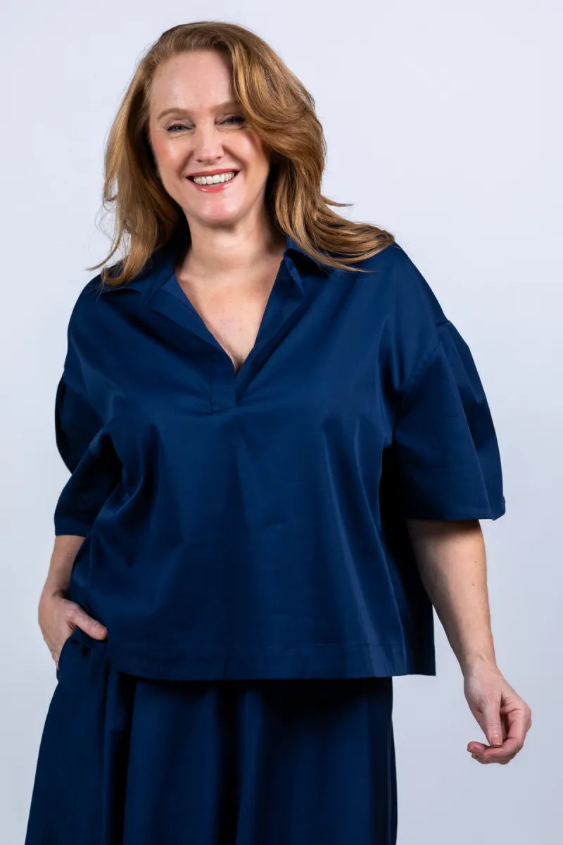LA SALLE Blouse met kraag - Marine