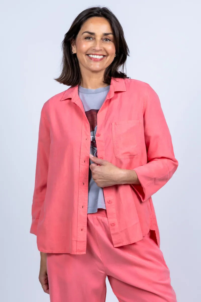 DAHL, BELLA Blouse met knopen - Koraalroze