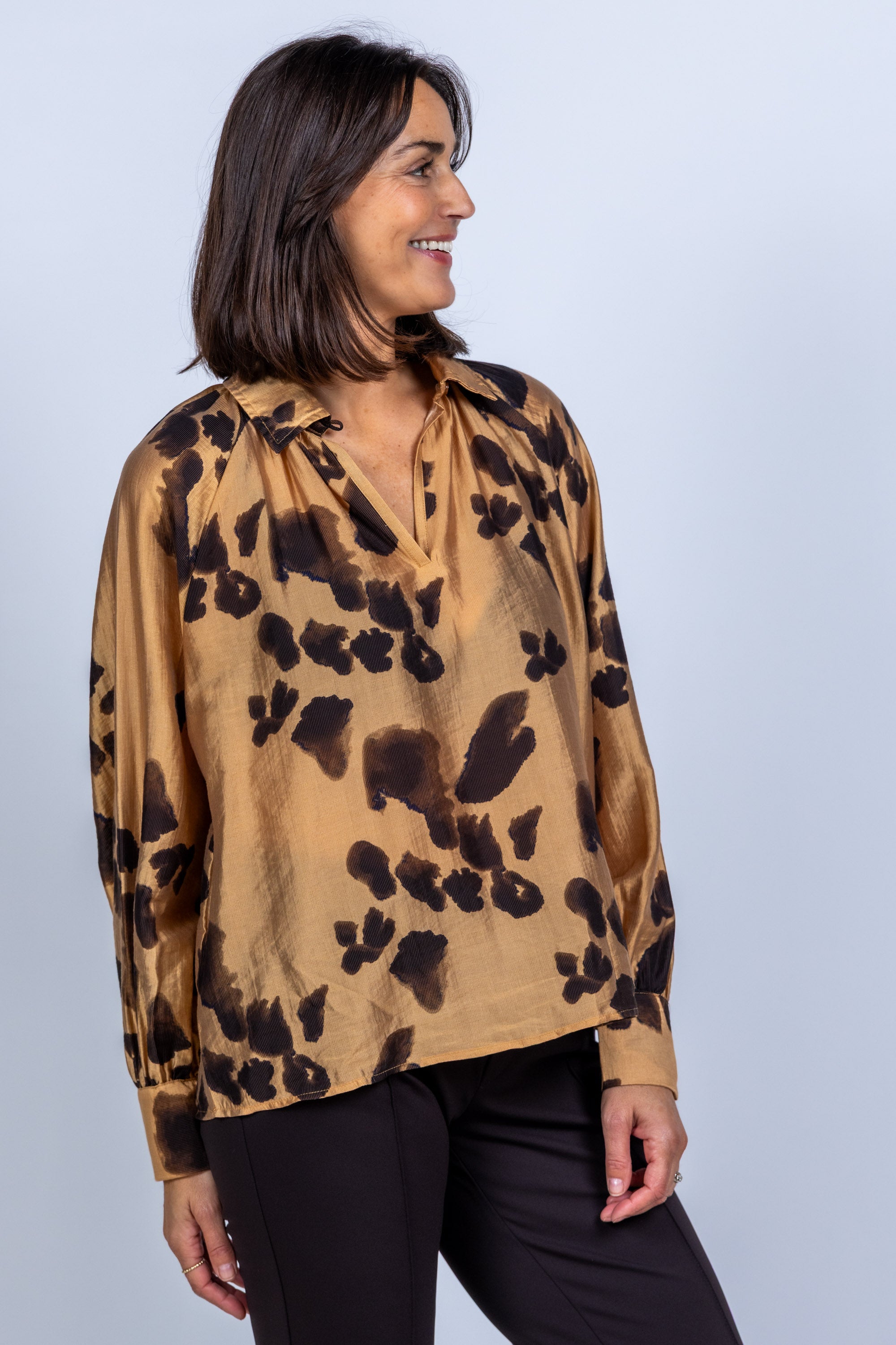 Blouse met print - Camel
