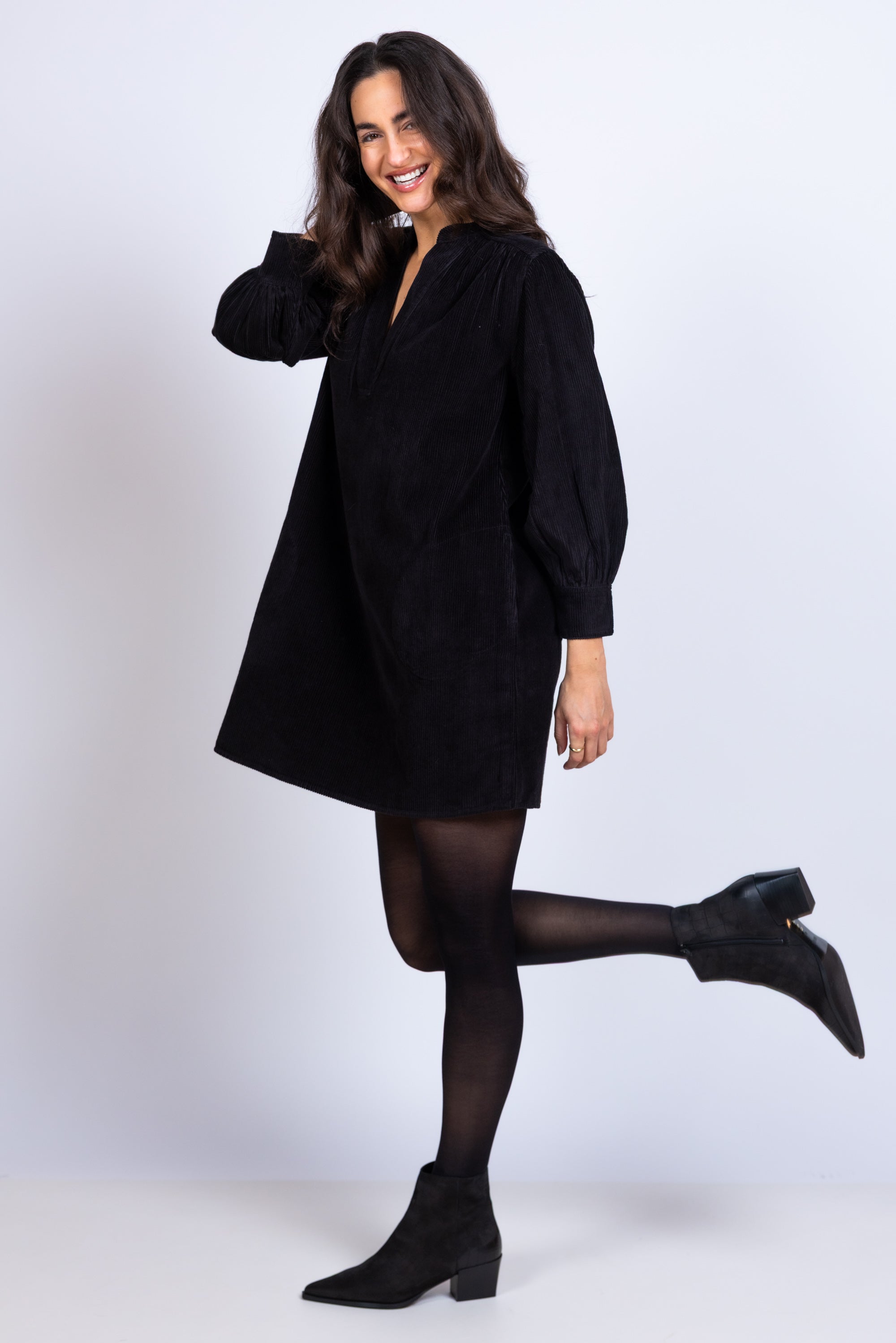 Jurk met lange mouwen - Nearly black