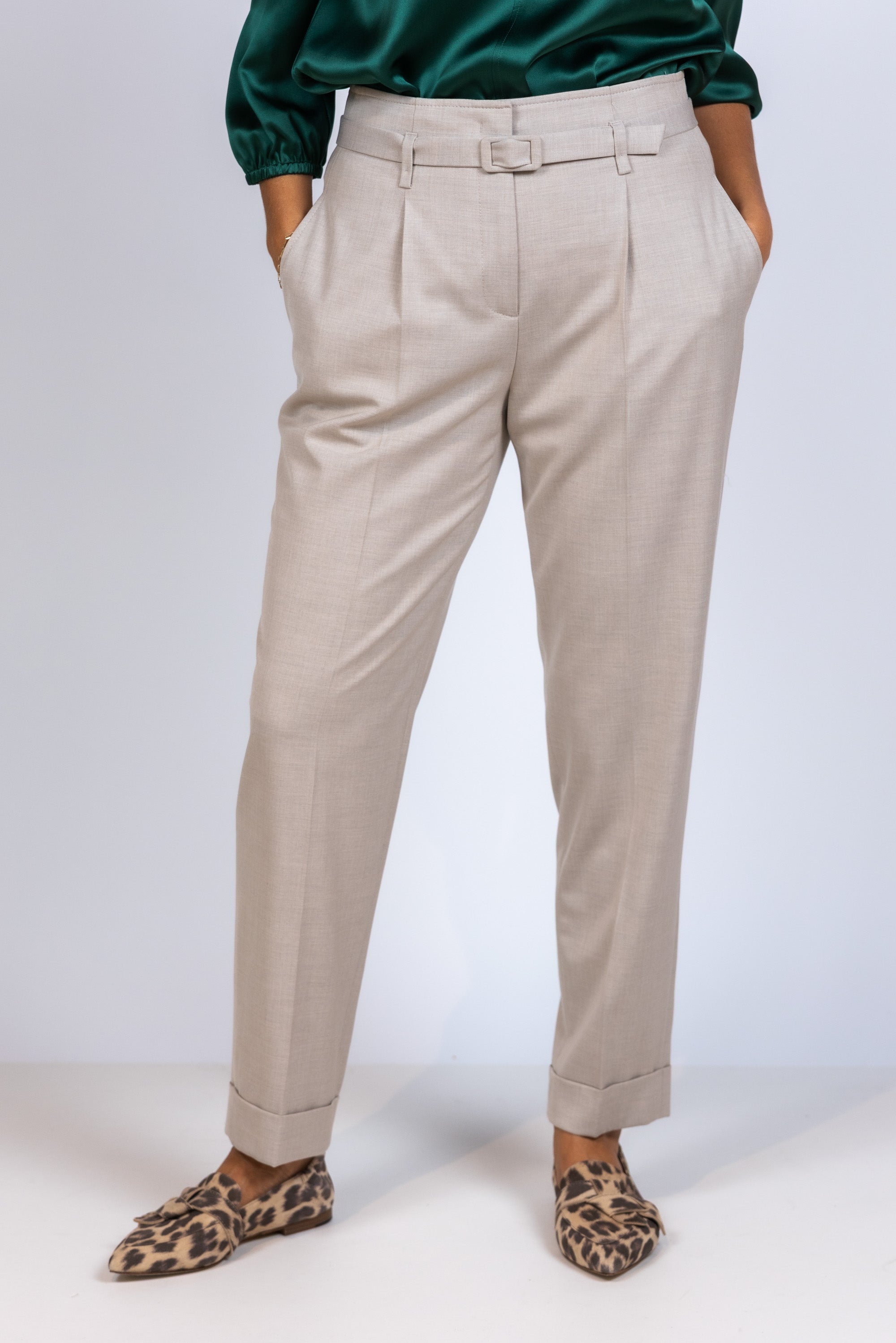 Broek met ceintuur - Beige