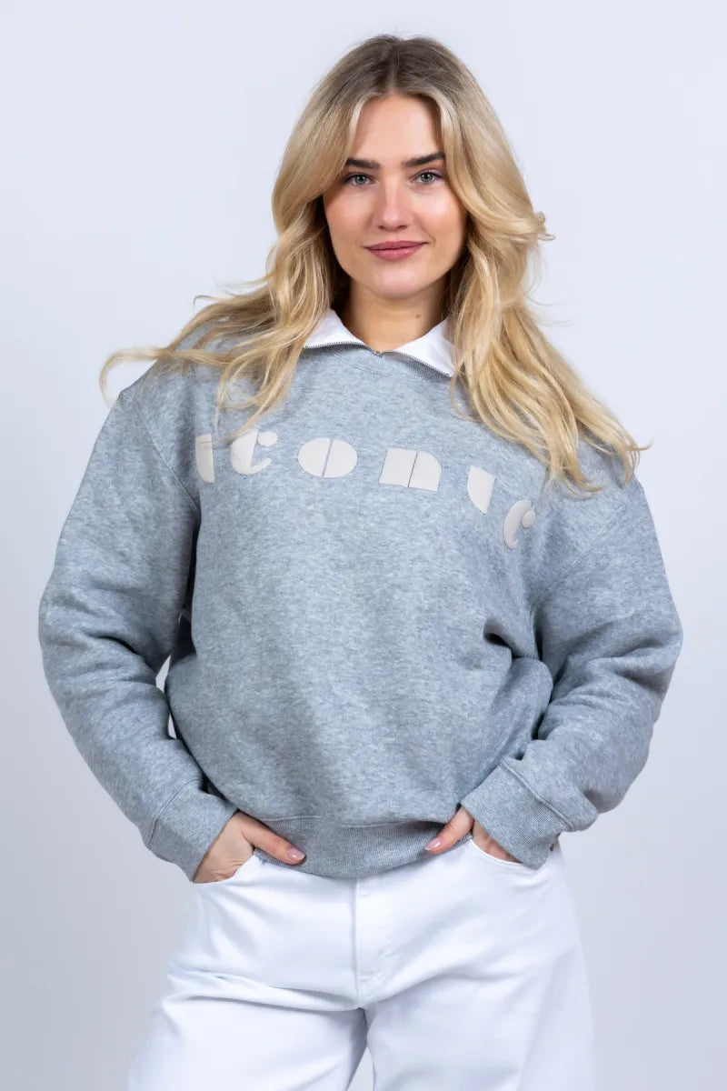 YAYA YAYA 01-109110-602 Sweater met print - Middengrijs