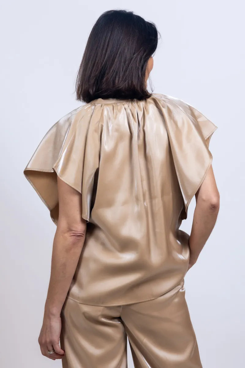 NUKUS NUKUS NKS01131 NUKUS NKS01131 Blouse met korte mouwen - Zand