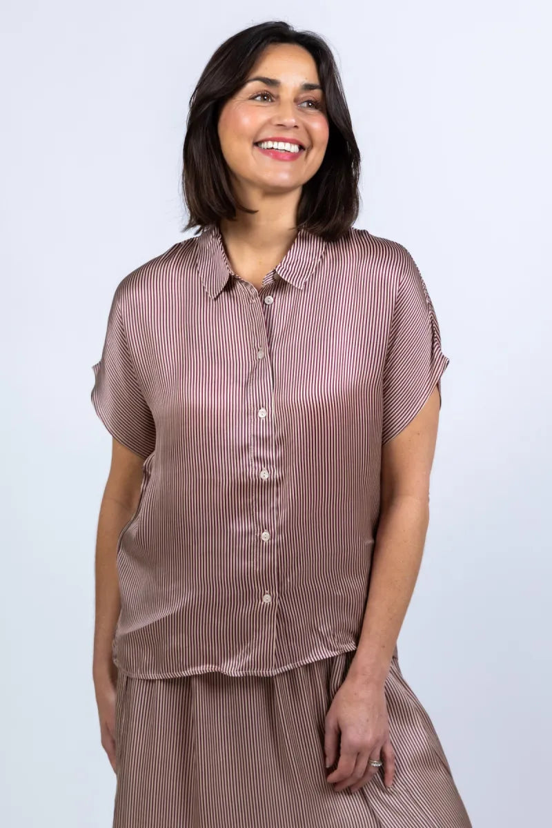 BY-BAR Blouse met strepen - Burgundy