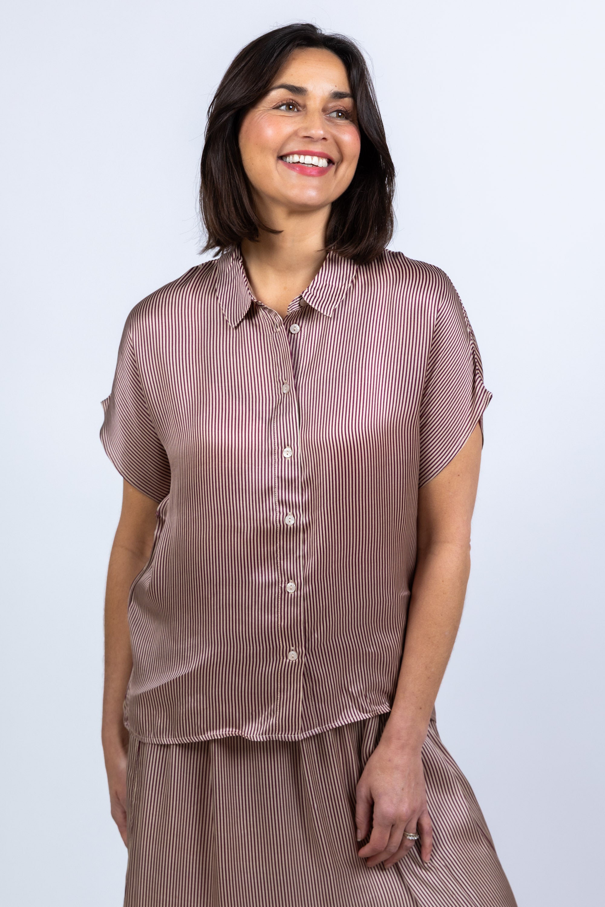 Blouse met strepen - Burgundy