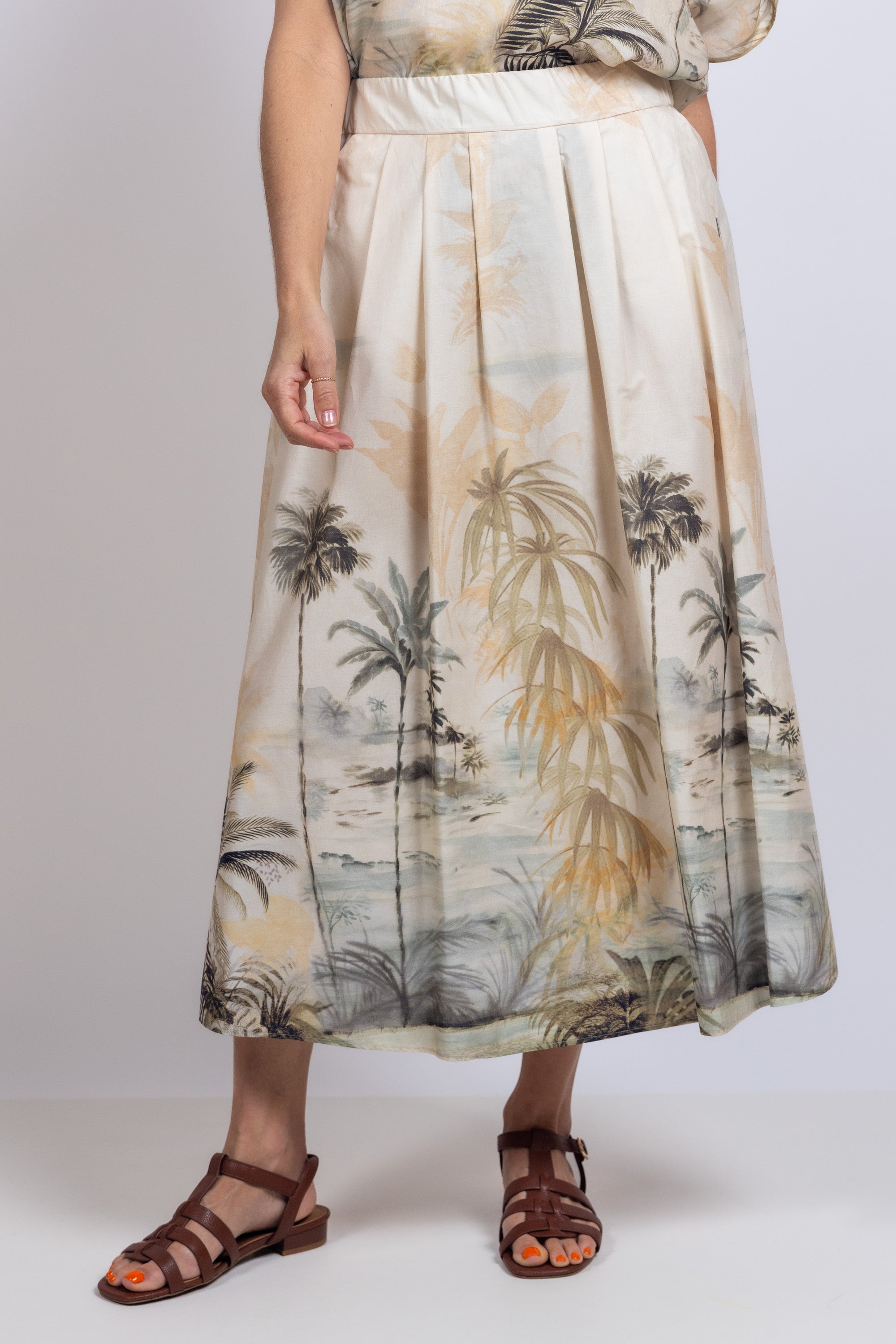 Rok met print - Champagne