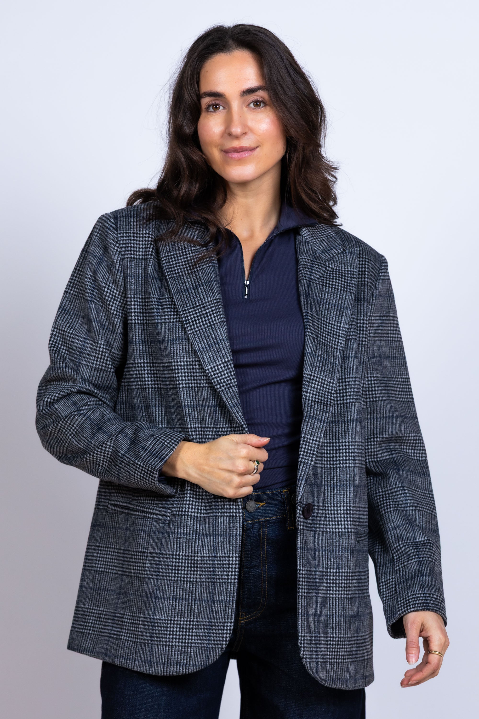 Blazer met ruit - Marine