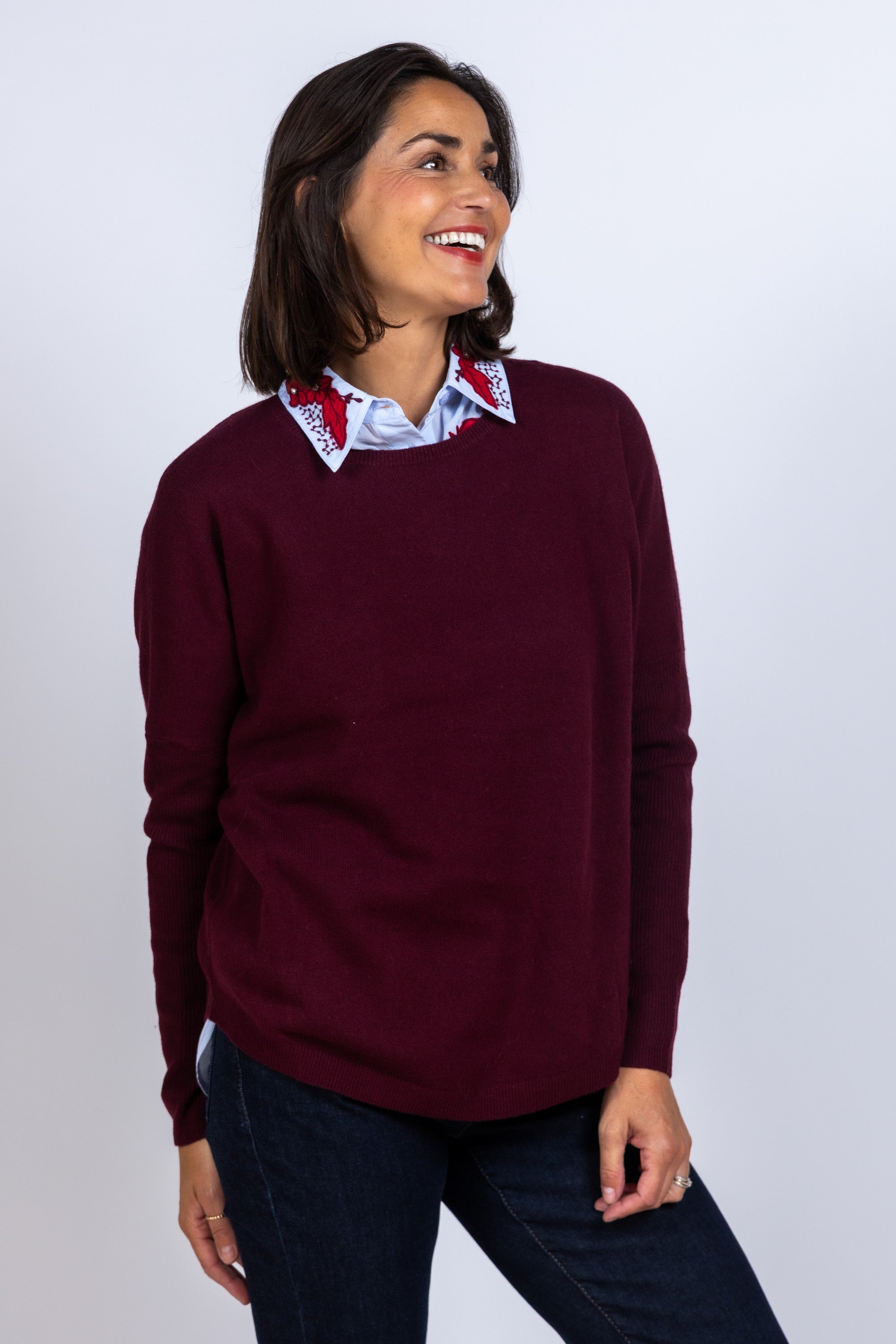 Trui met ronde hals - Burgundy