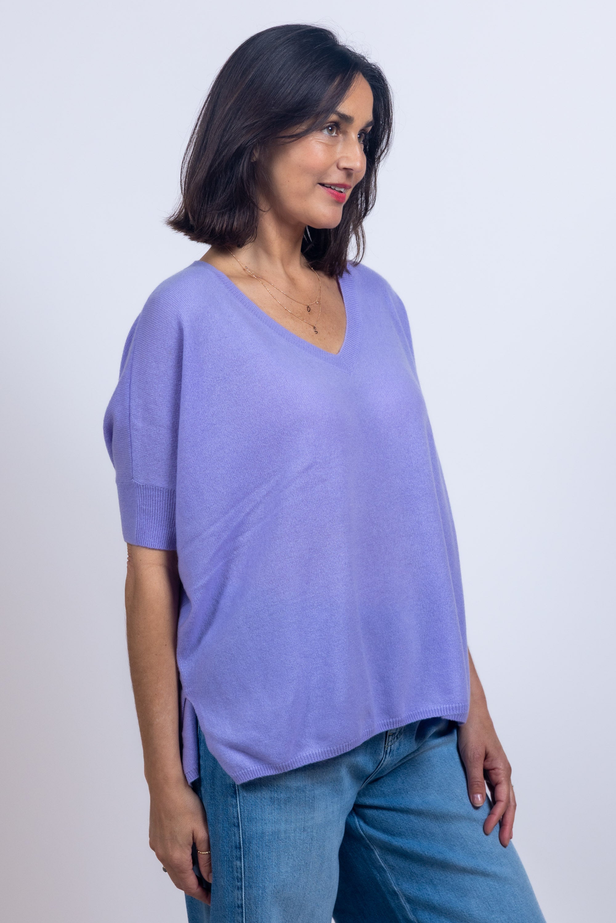 Trui met V-hals - Lila/lavendel