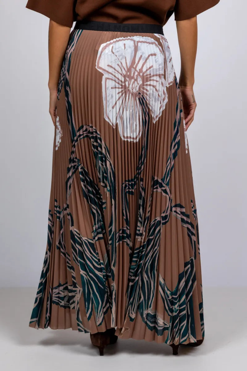 MUNTHE MUNTHE TAULLA MUNTHE TAULLA Plissé rok met print - Camel