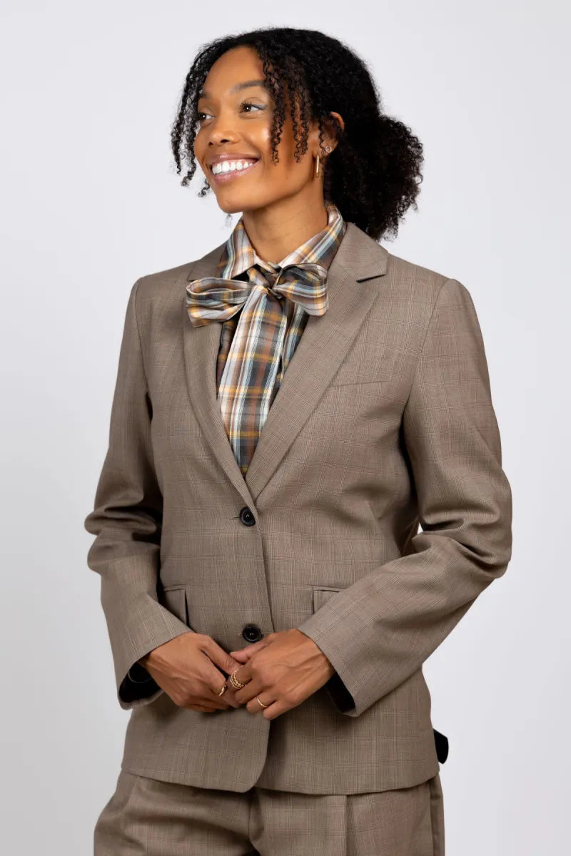 SEMICOUTURE SEMICOUTURE Y6WM04 Blazer met ruitdessin - Taupe