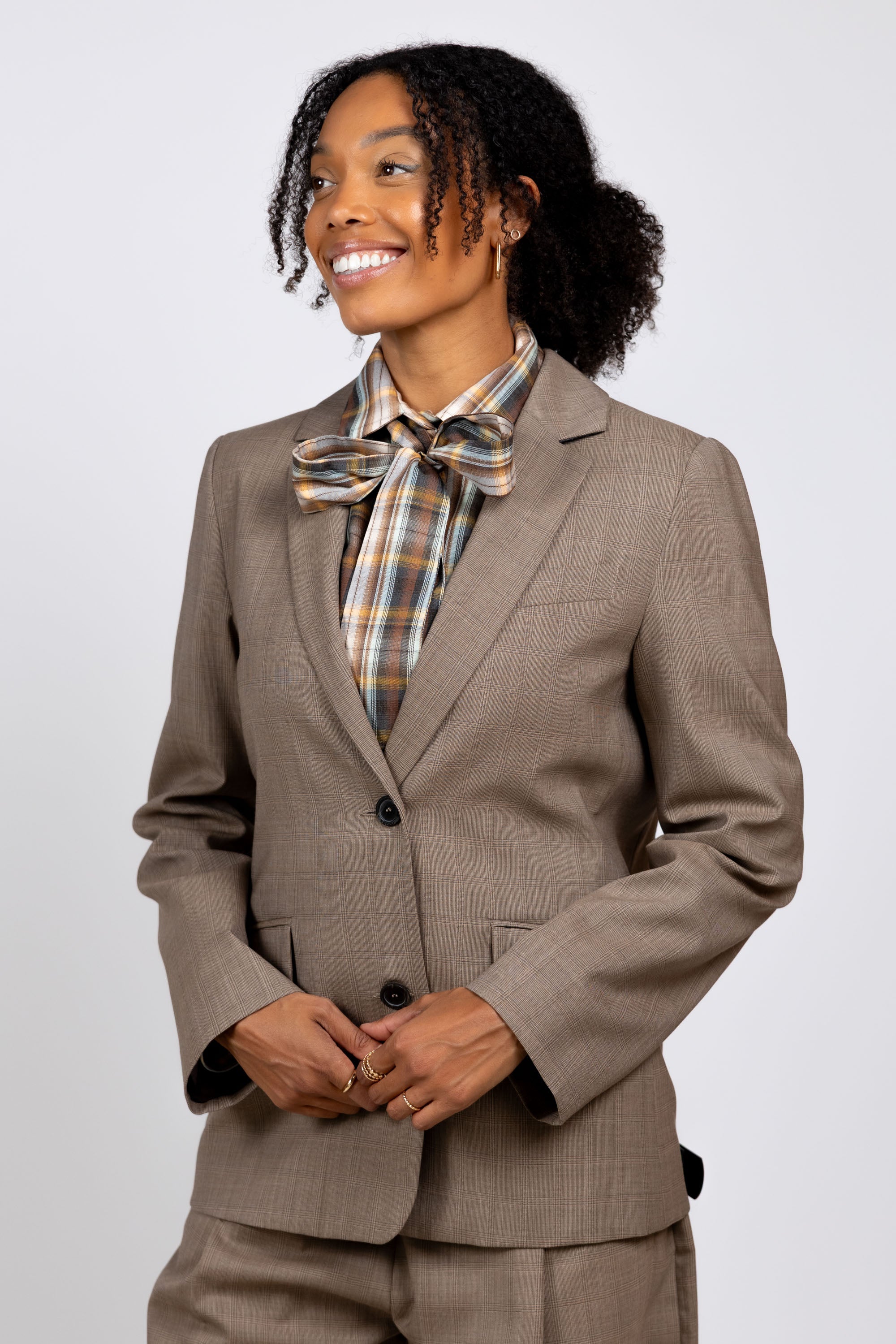 Blazer met ruitdessin - Taupe