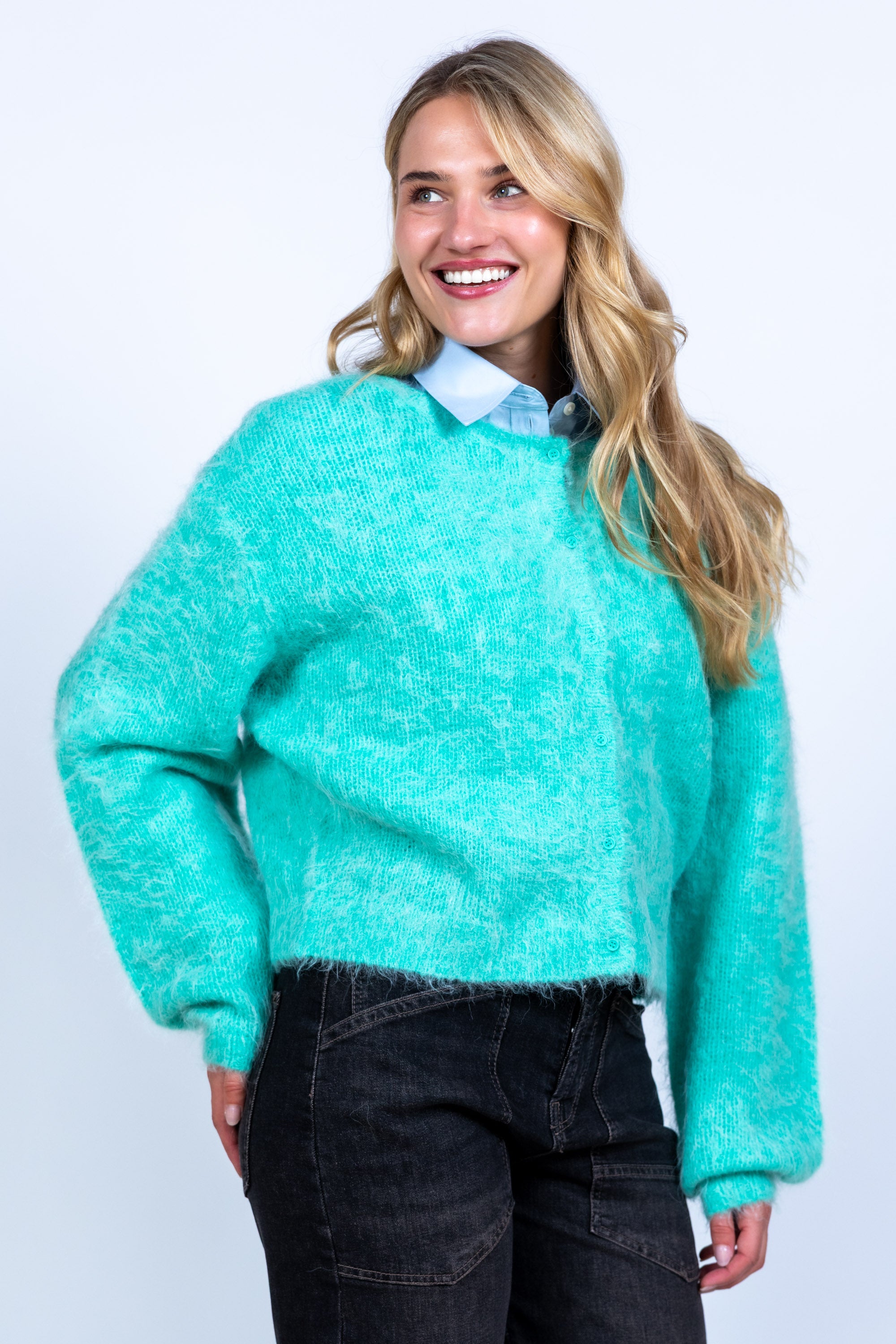 Vest met knopen - Mint