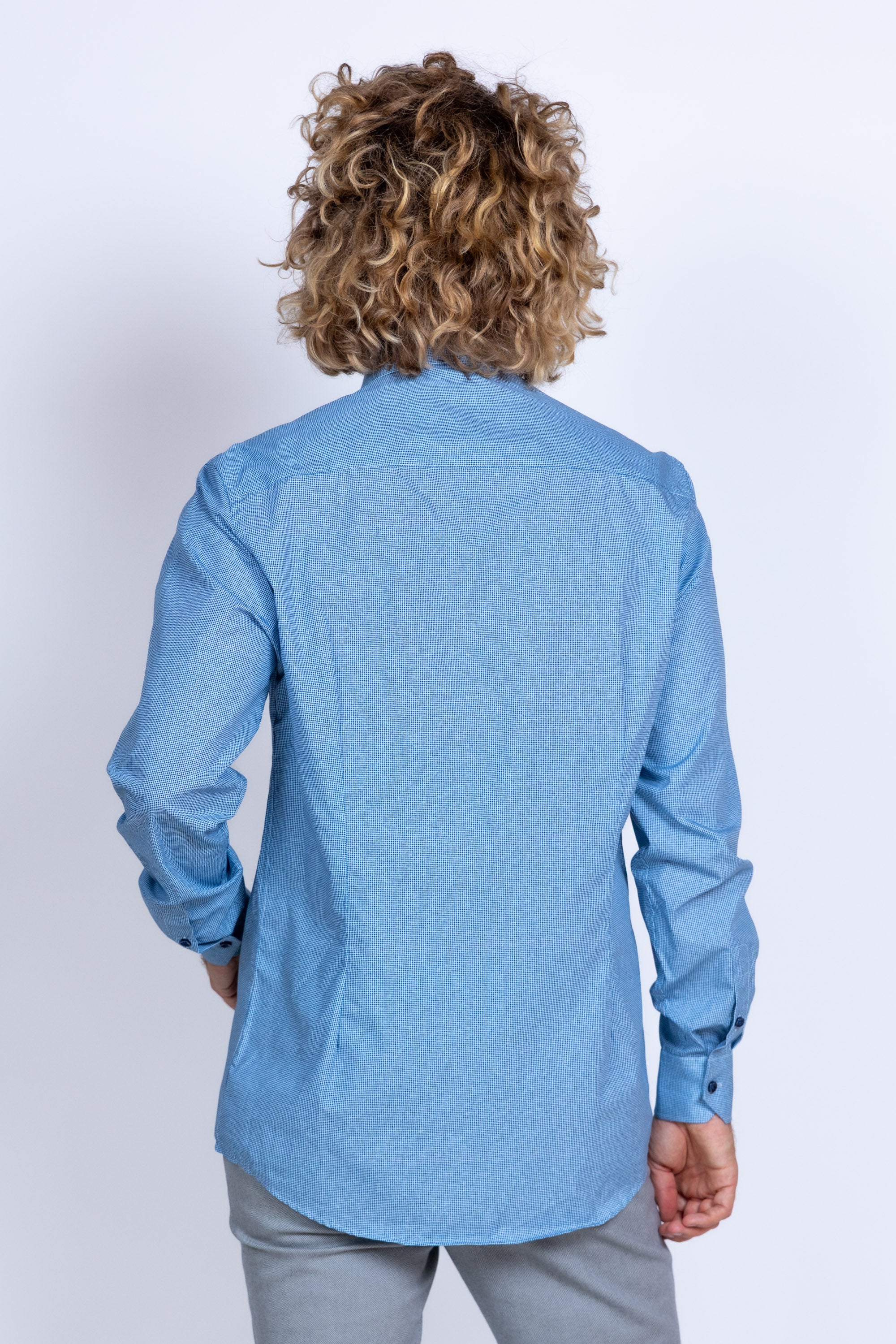 Overhemd met fijn dessin - French blue