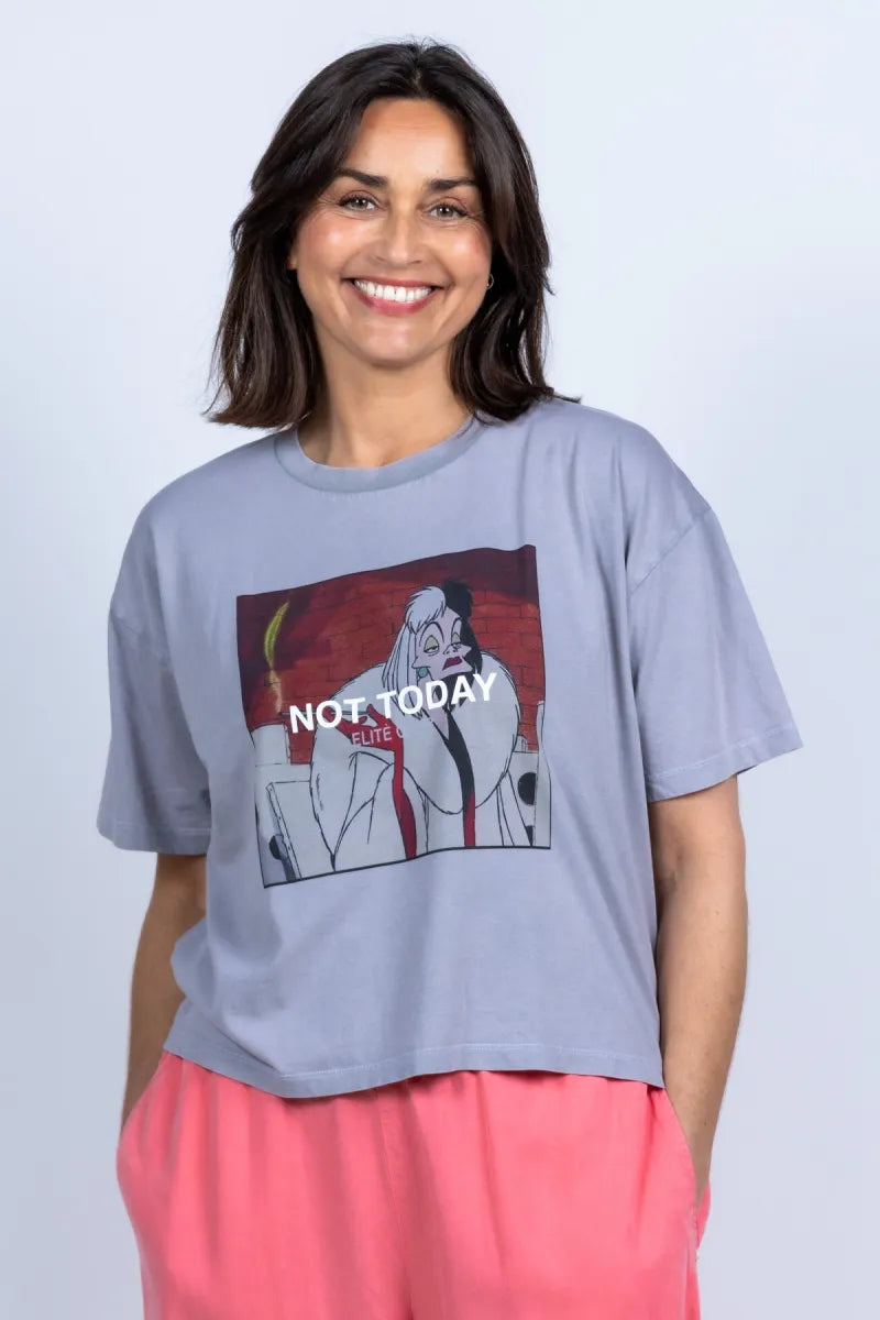 ELITE ELITE 144TODAY-TEE CROP T-shirt met print - Lichtgrijs