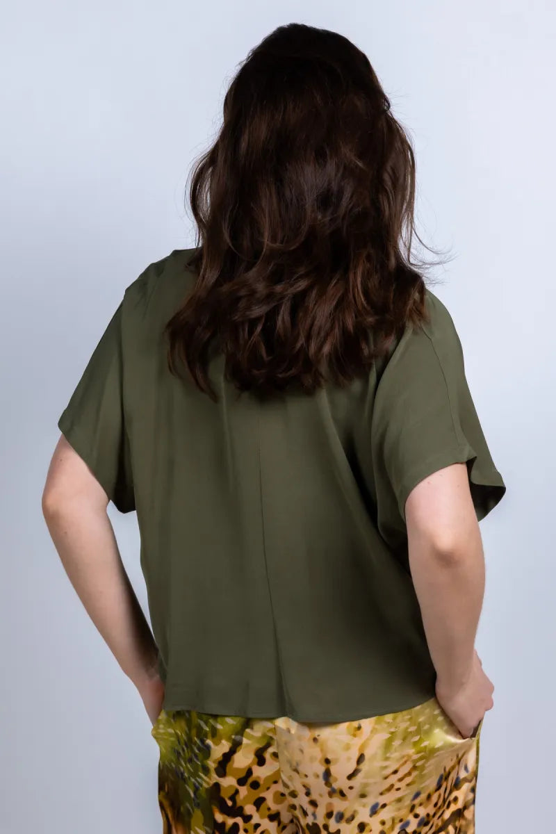 CAROLINE BISS CAROLINE BISS 1628 Blouse met plooien - Olijfgroen