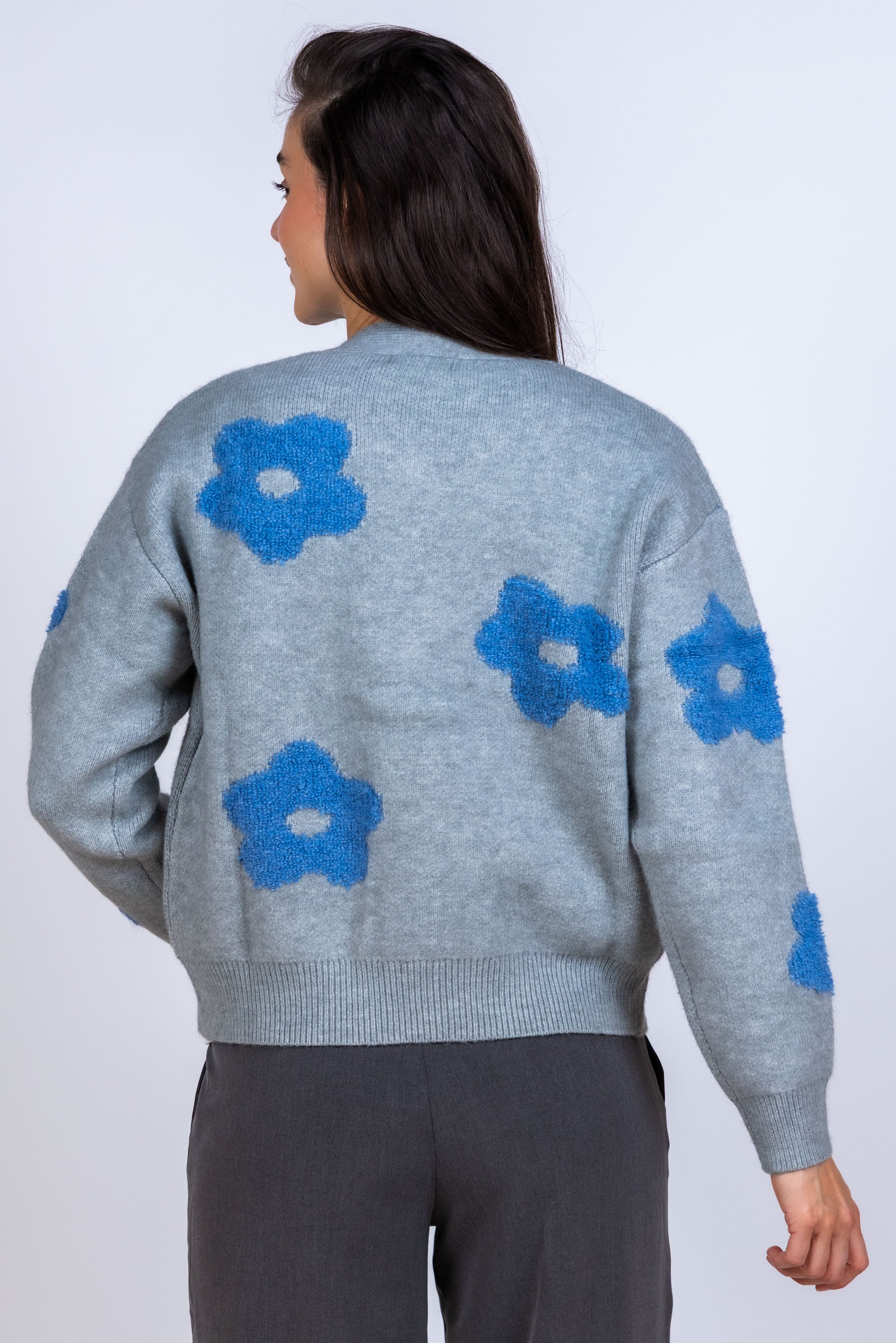 Vest met bloemen - Lichtgrijs