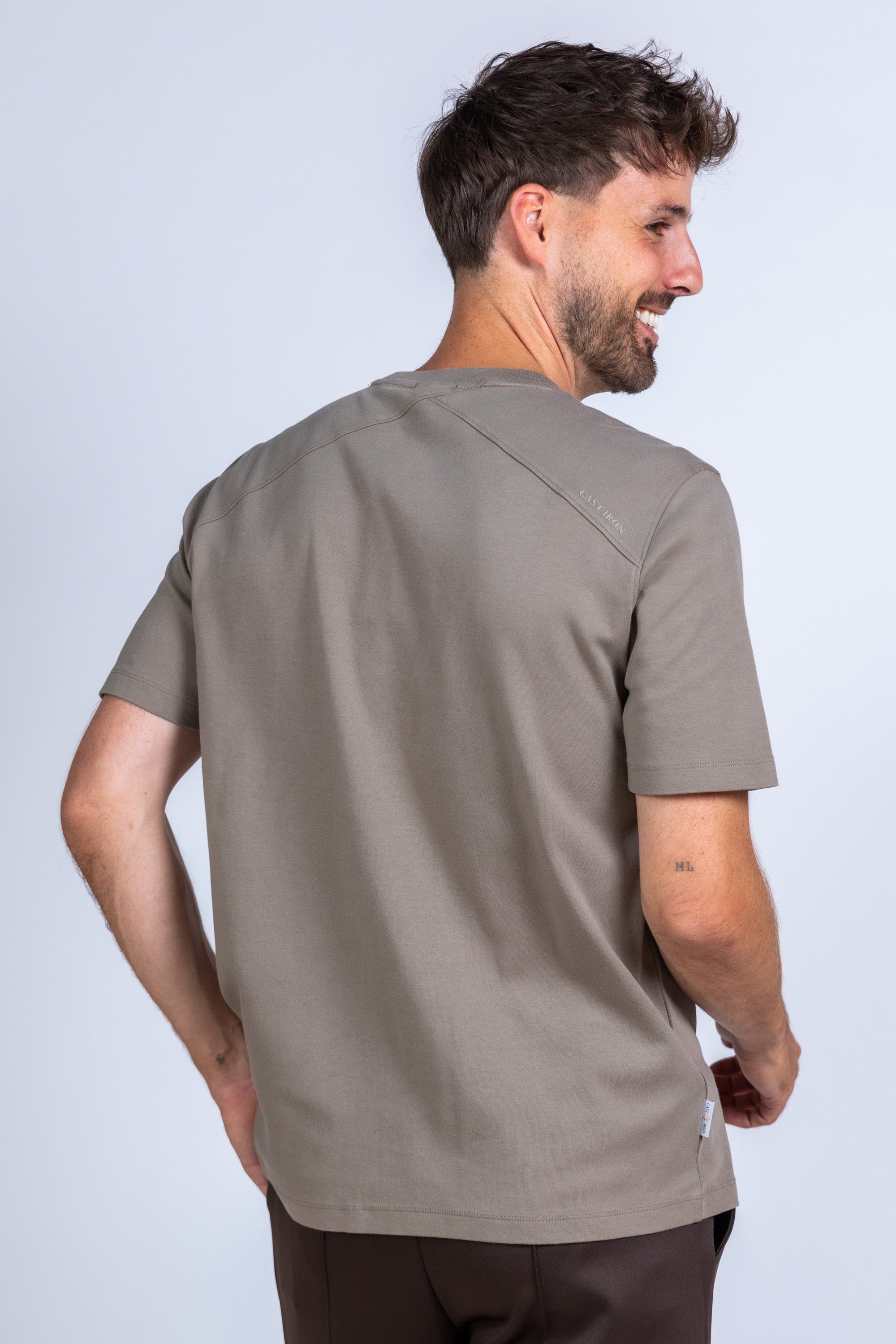 T-shirt met ronde hals - Zand