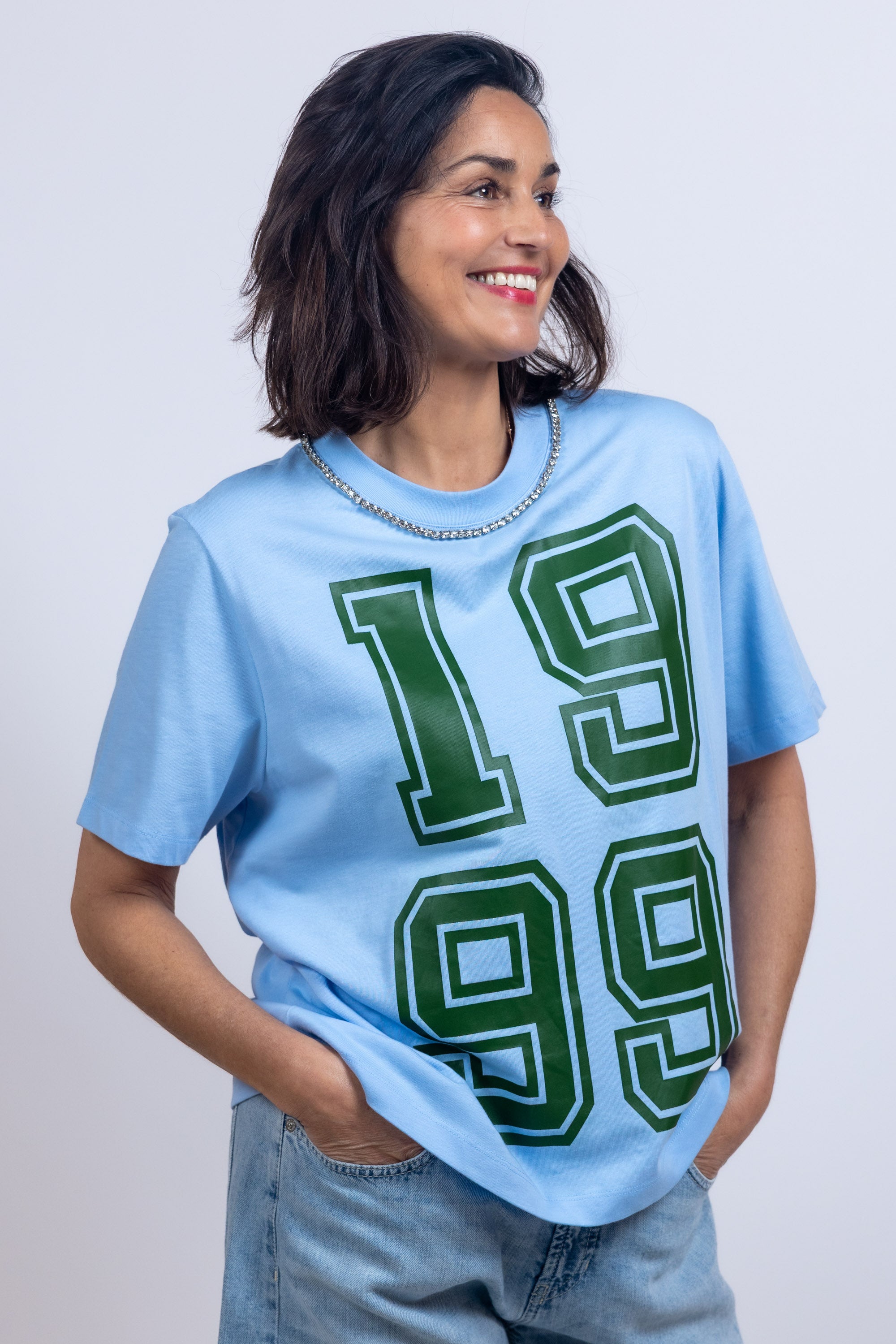 T-shirt met print - Bleu