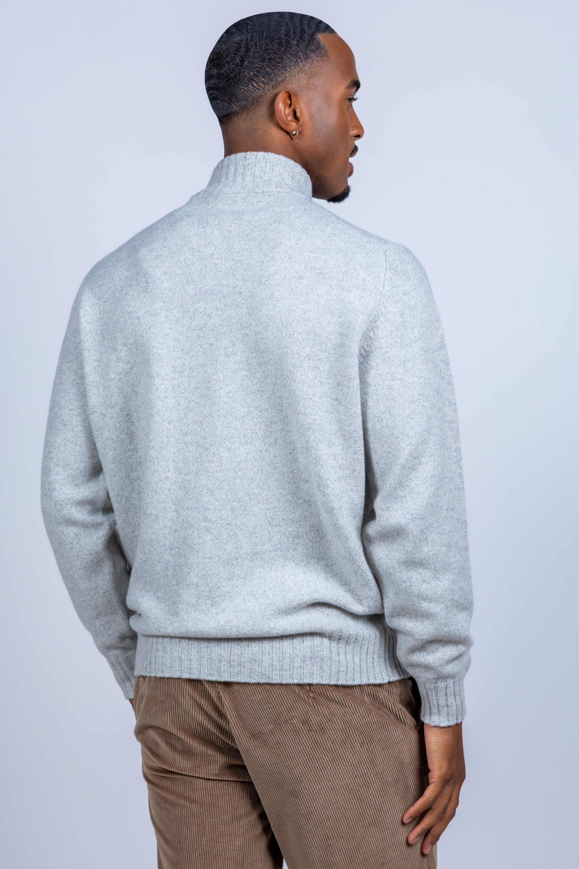 Trui met halve rits - Lichtgrijs