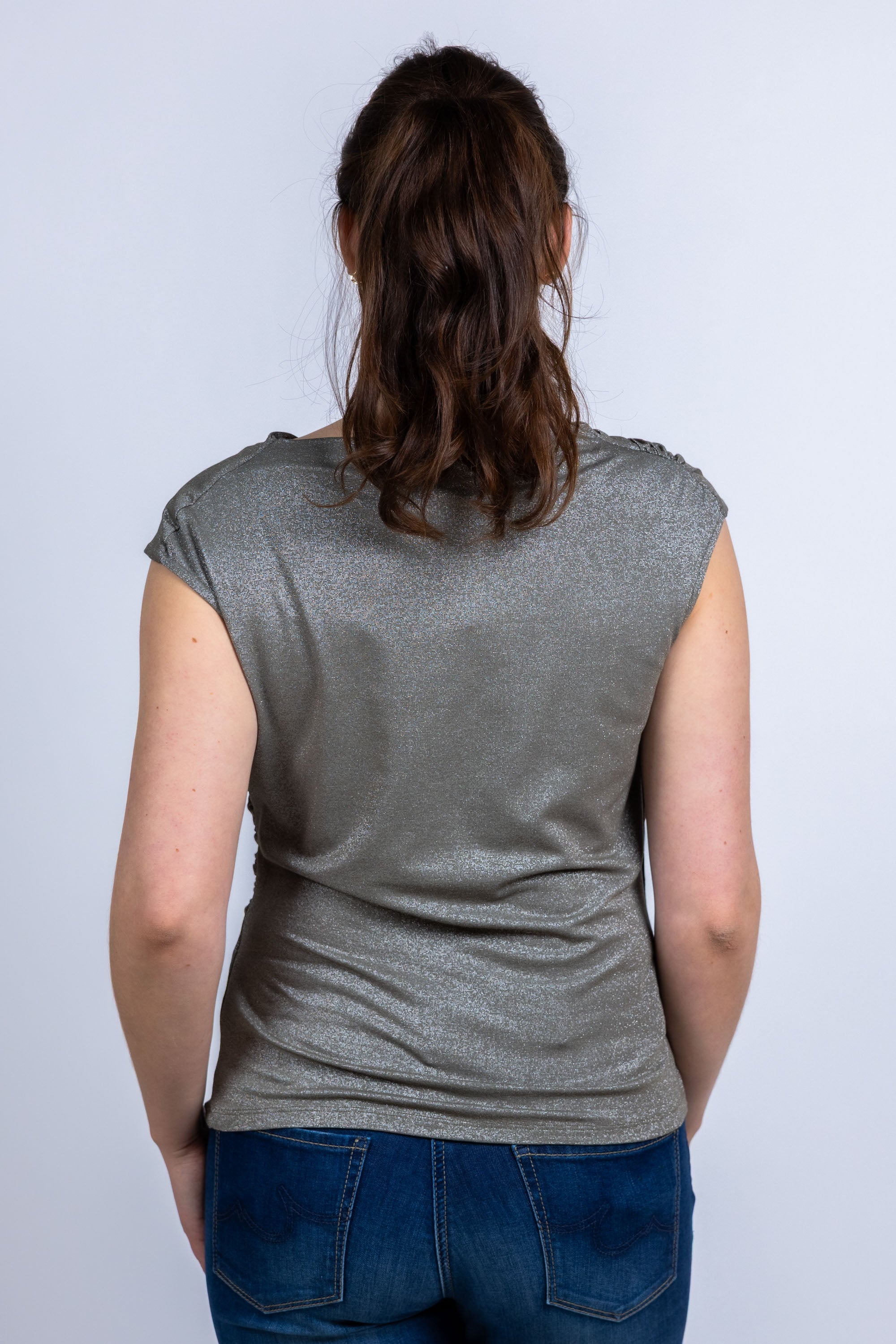 Top met plooien - Khaki