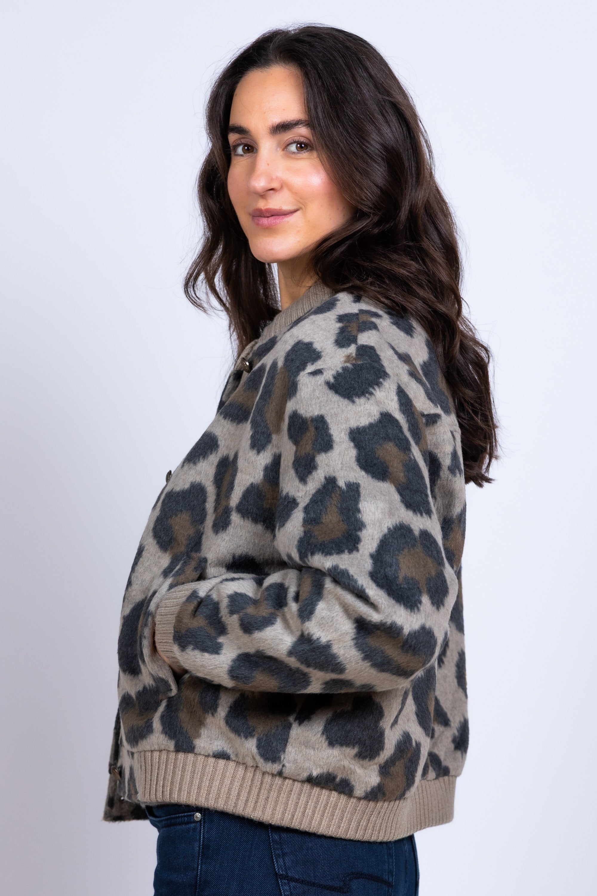 Bomberjack met print - Beige