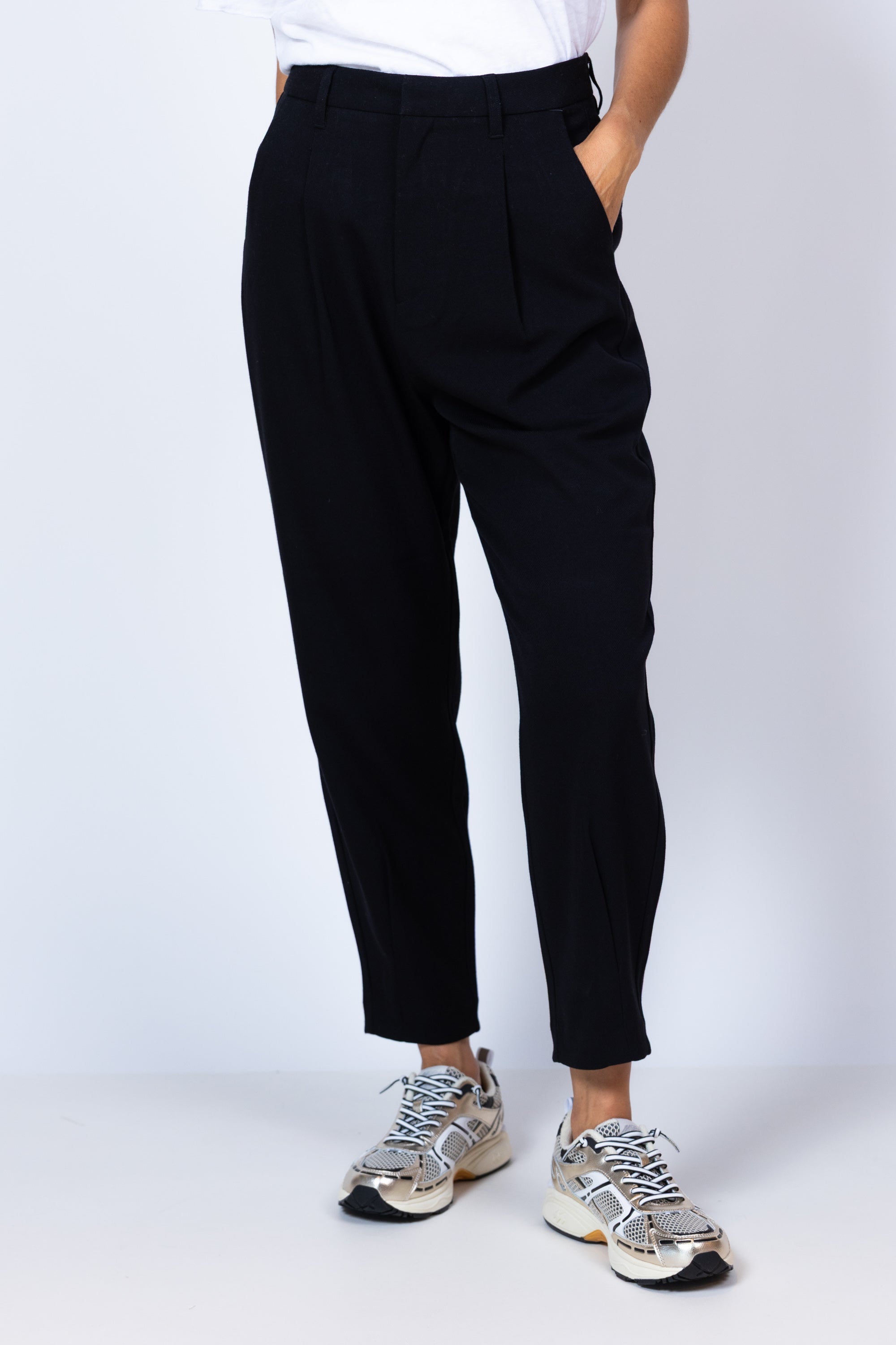 Broek met plooien - Zwart