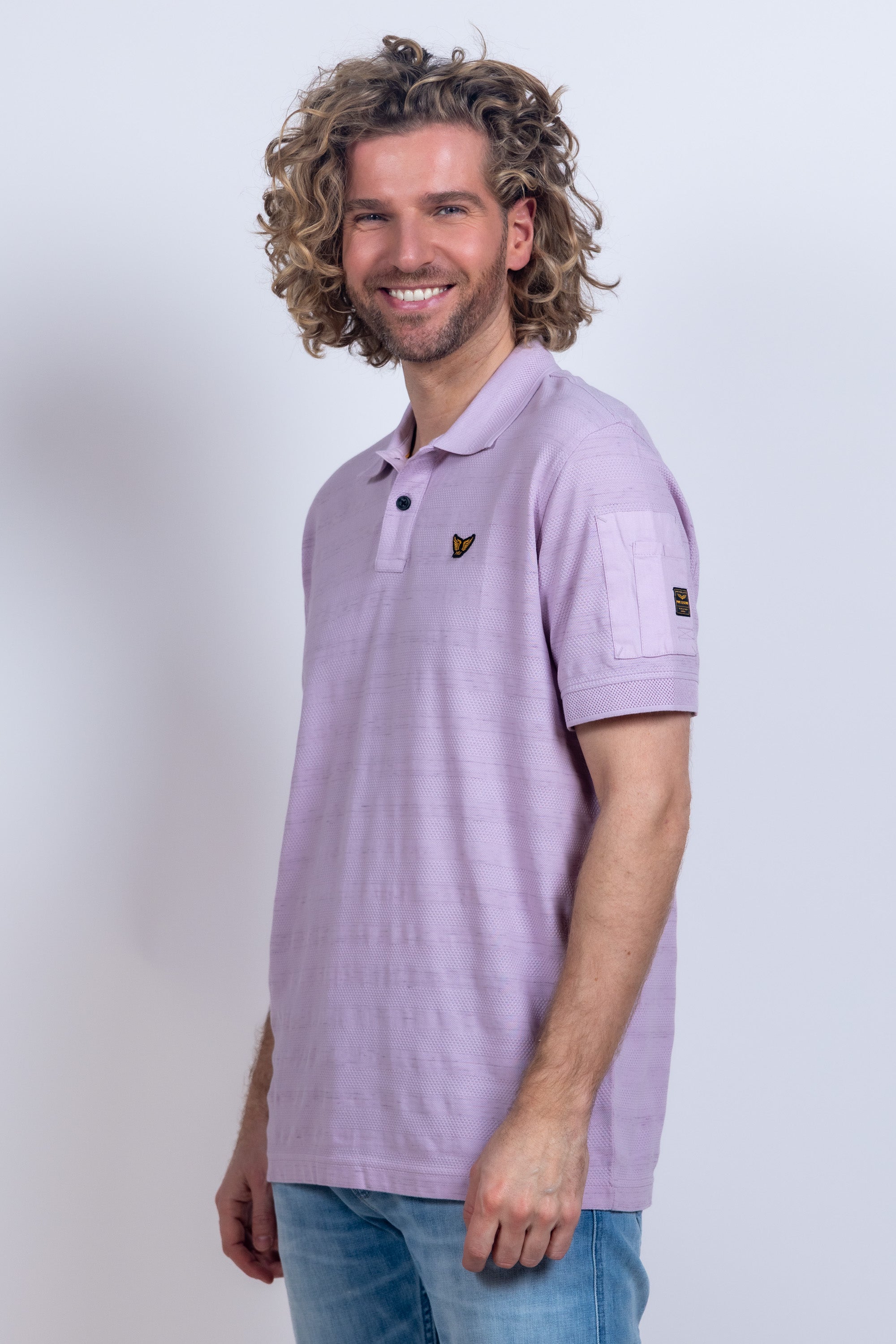 Polo met structuur - Paarspink