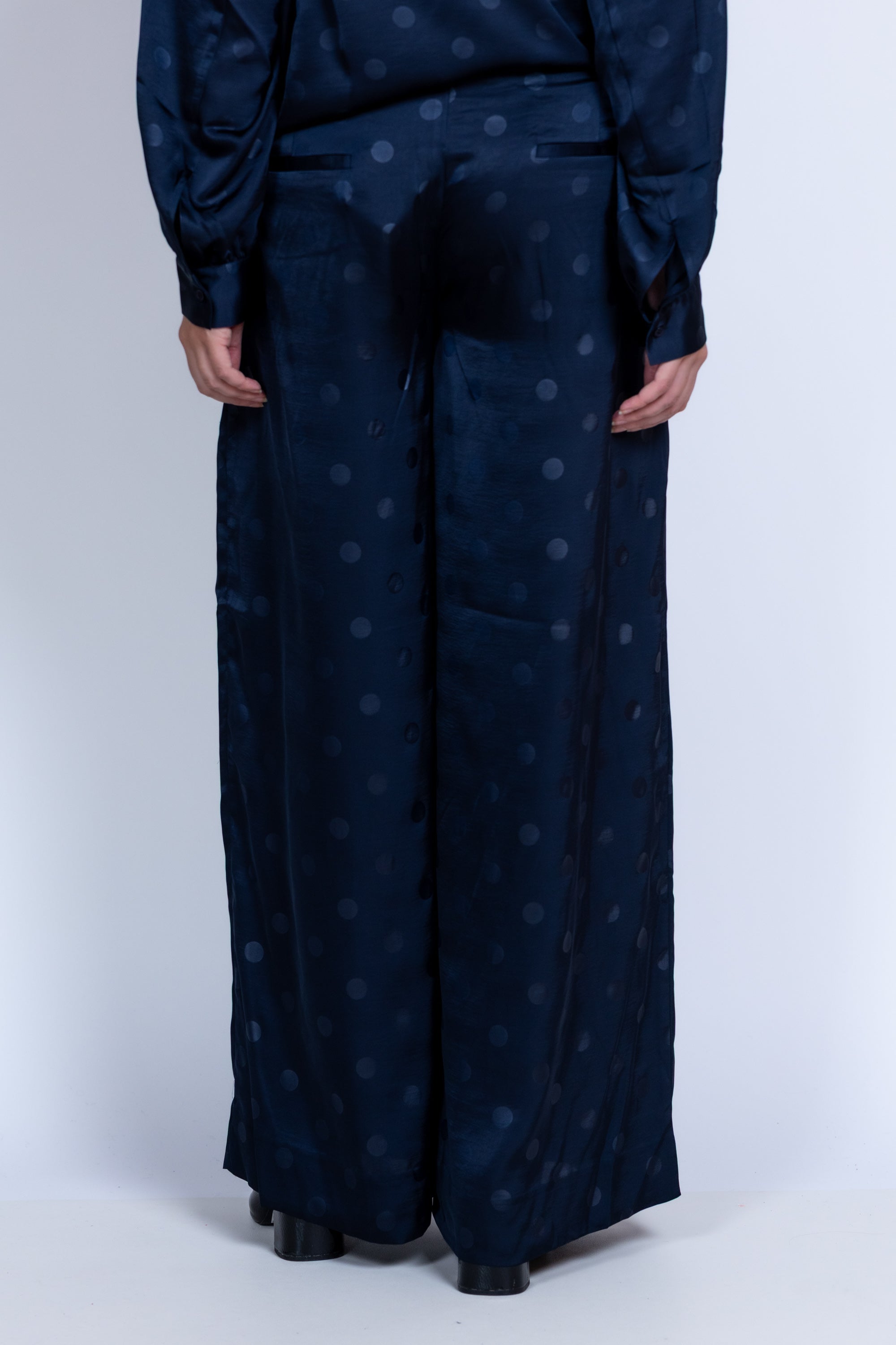 Wijde pantalon met print - Marine