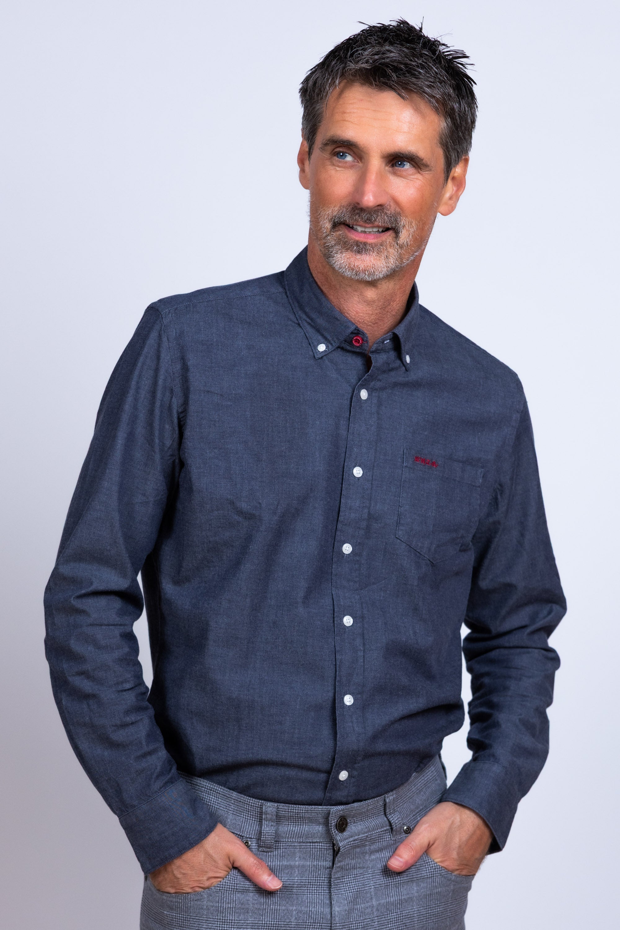 Overhemd met knoopsluiting - Marine