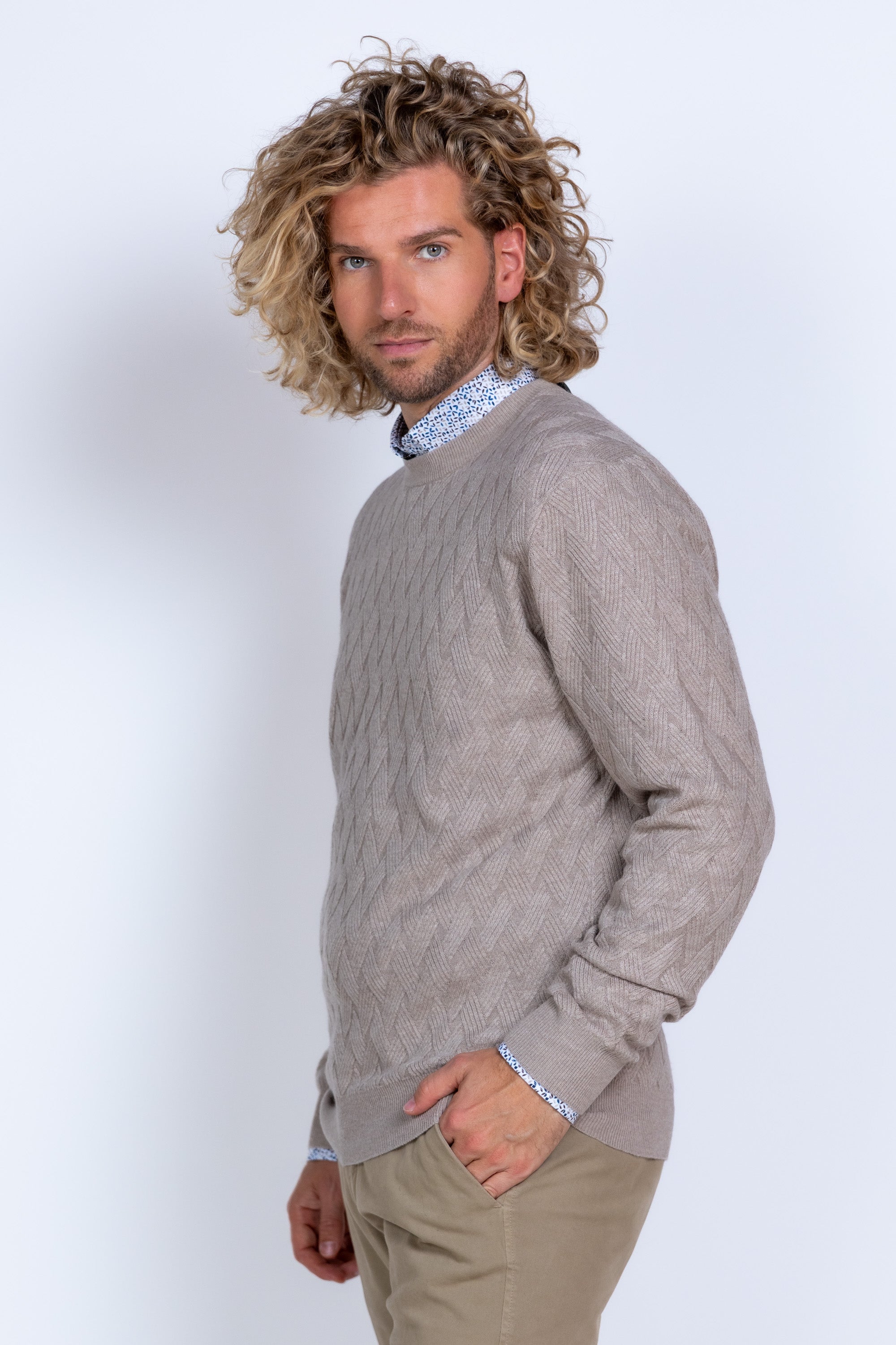 Trui met structuur - Beige