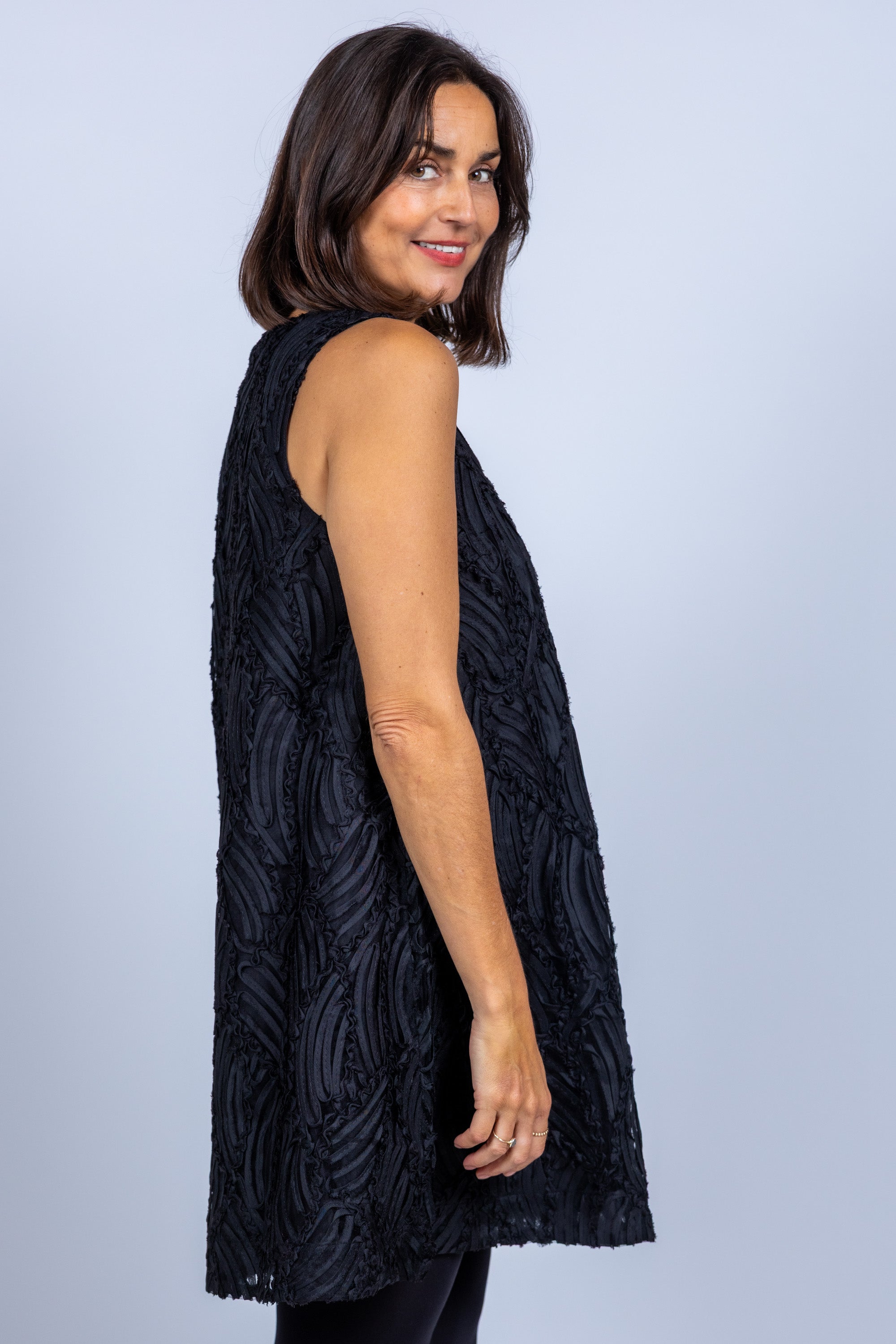 Jurk met textuur - Zwart