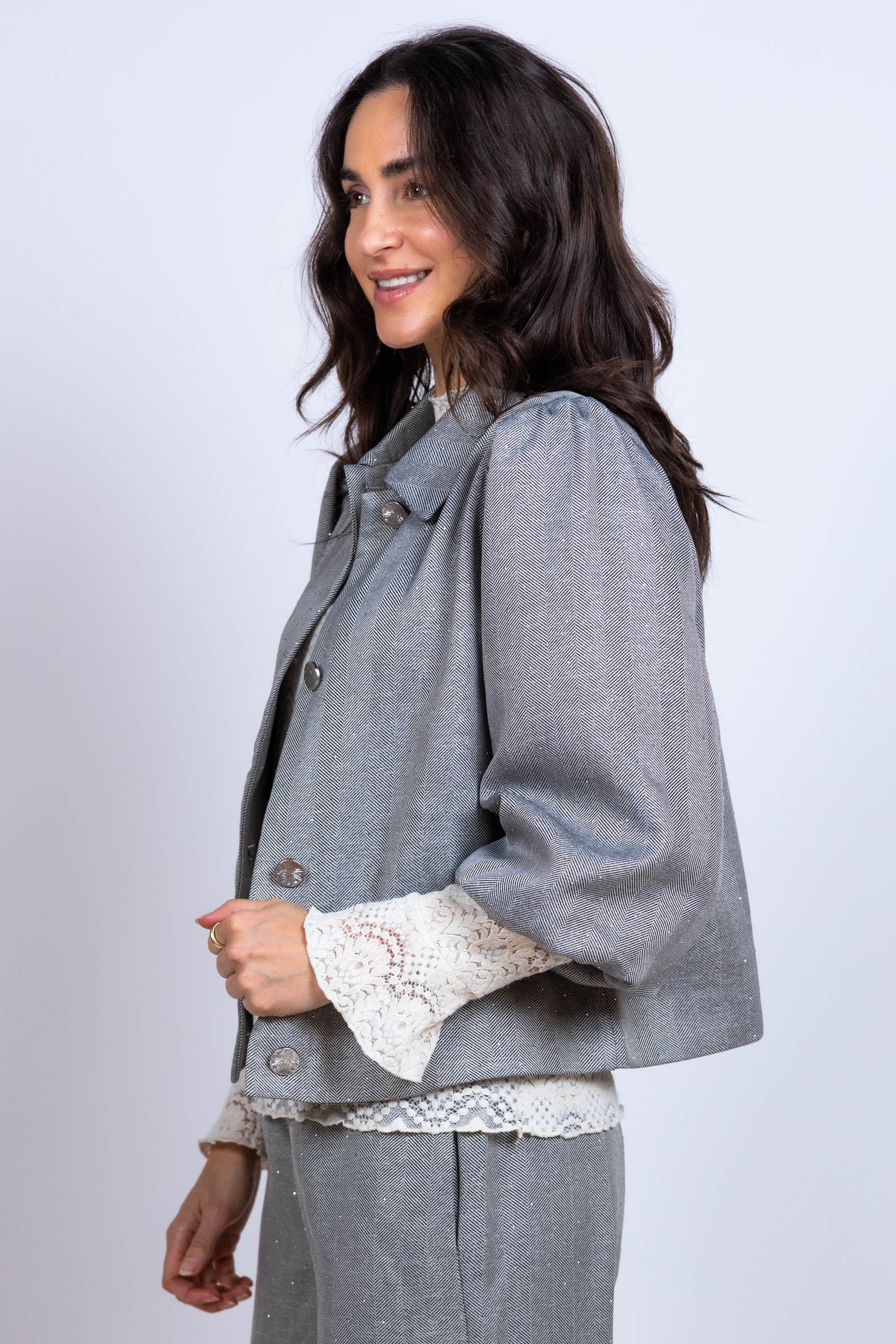 Jasje met knopen - Lichtgrijs